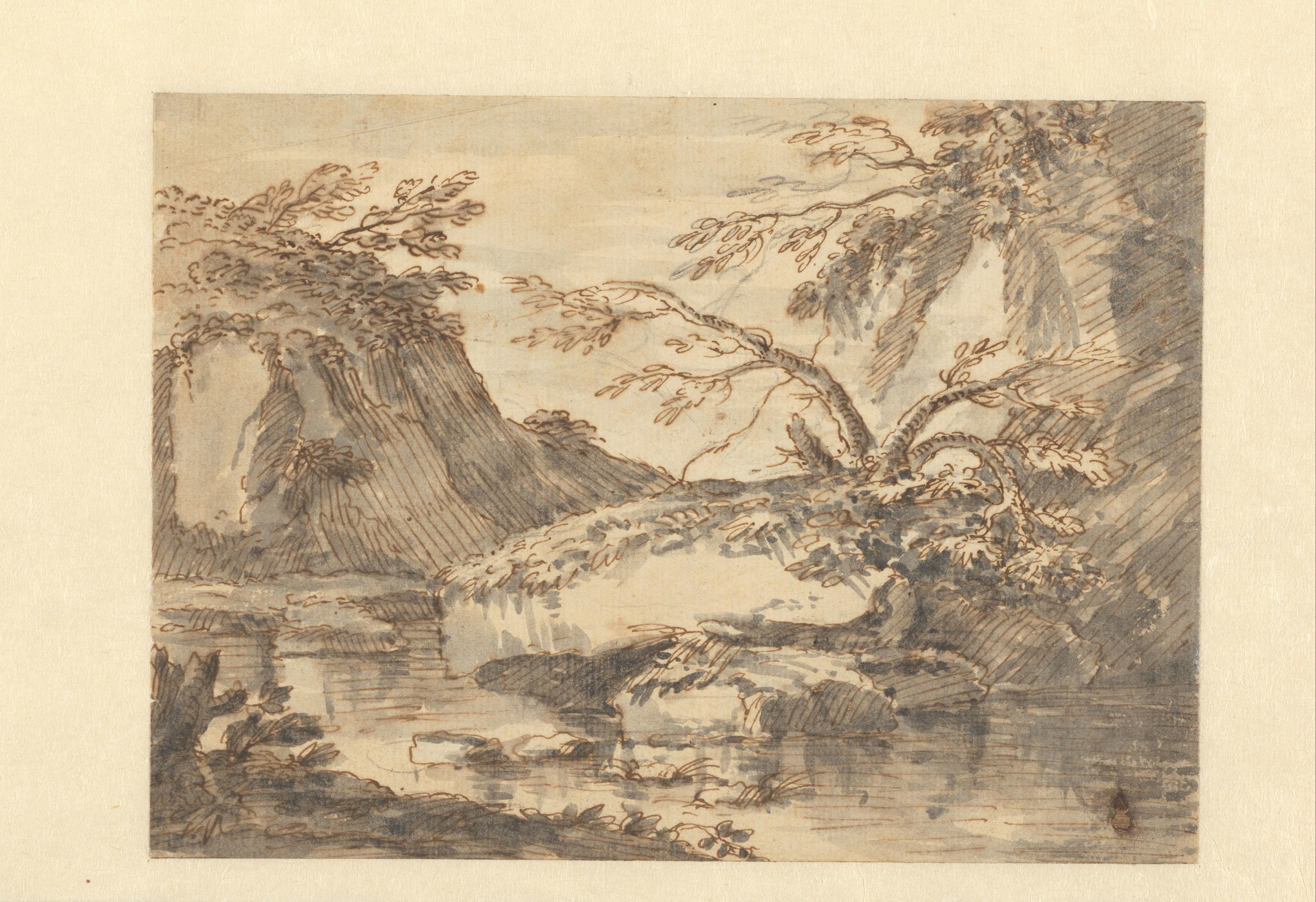 Landscape with Large Boulders in Water