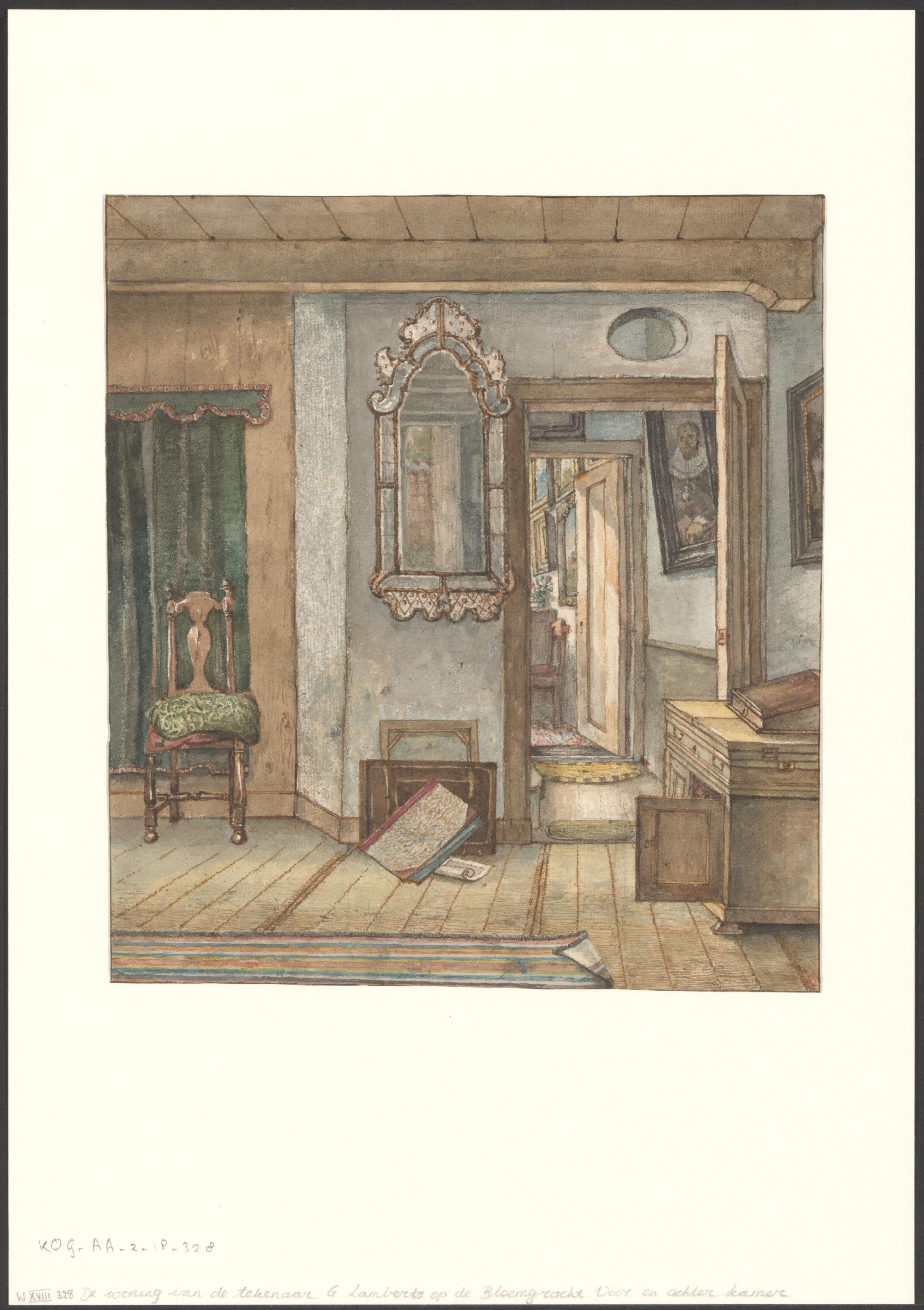 Voor- en achterkamer van de woning van de kunstenaar