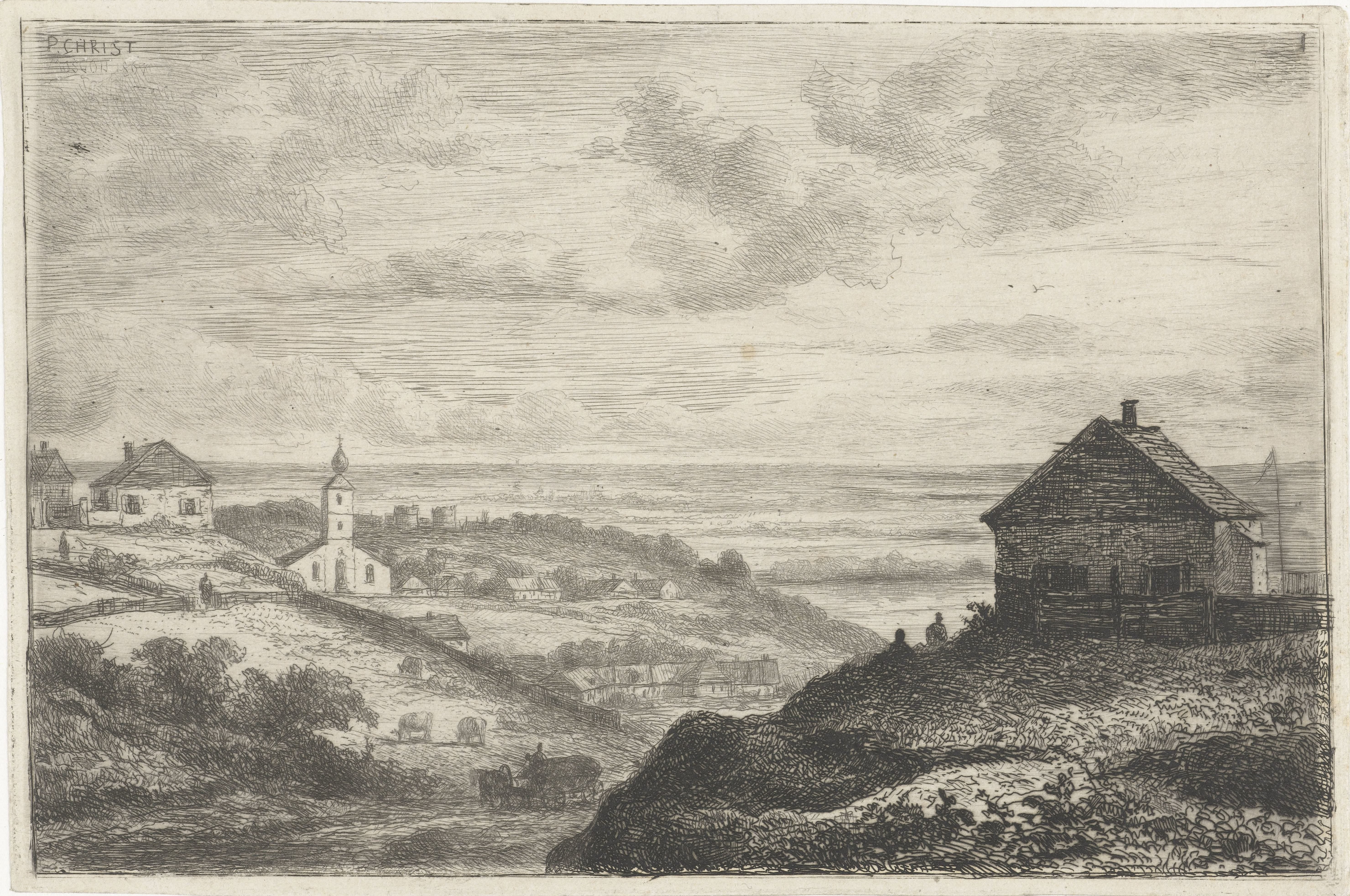 Russisch landschap met kerk