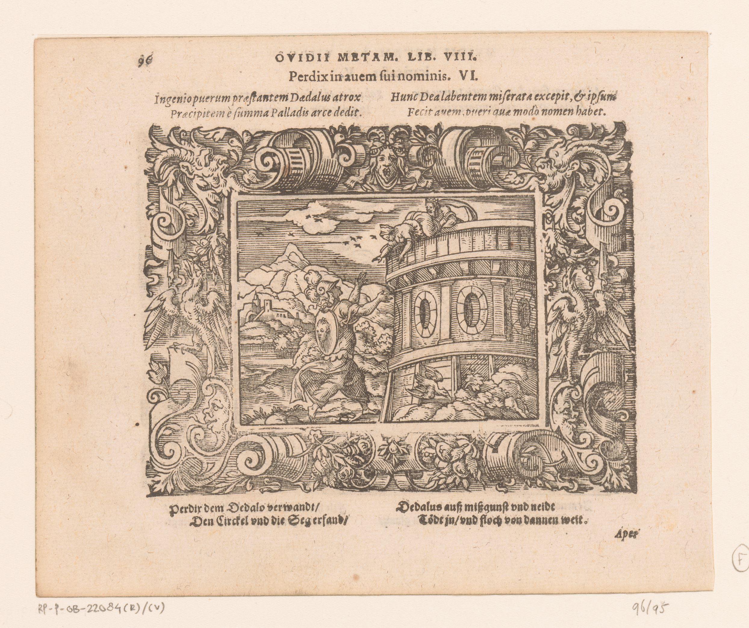 Minerva verandert Perdix in een patrijs