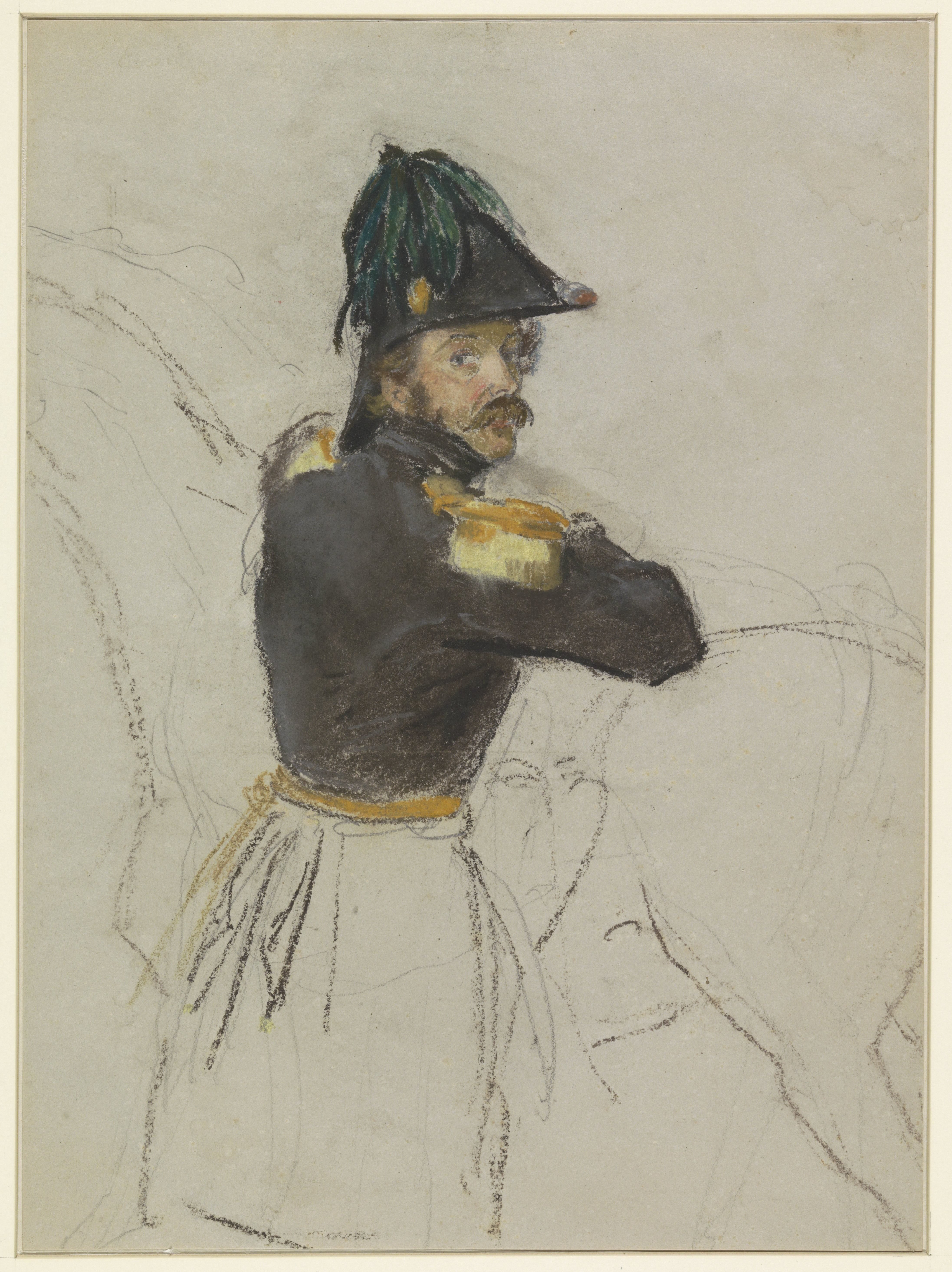 Portret van een officier, op de rug gezien