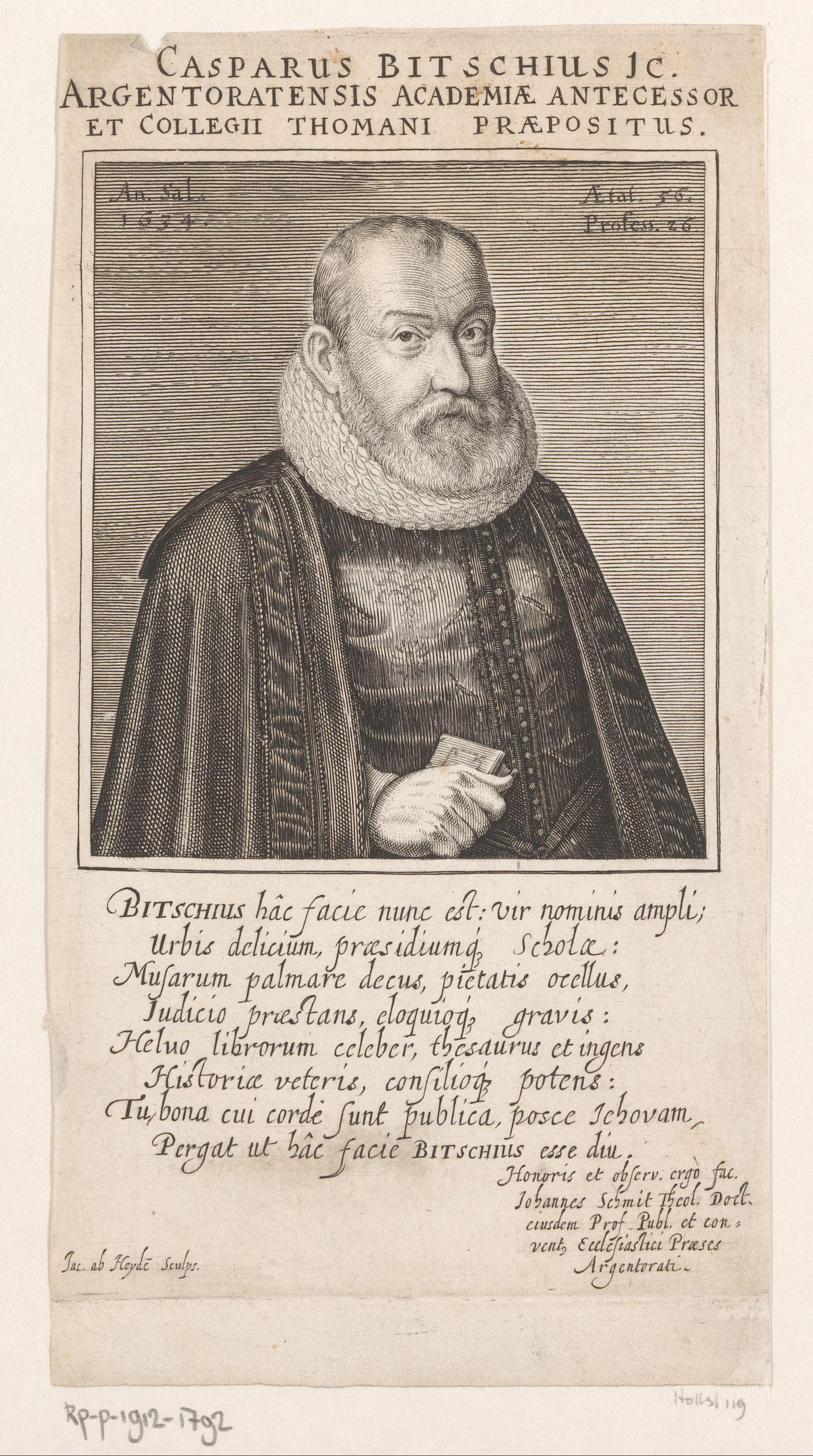 Portret van Caspar Bitsch op 56-jarige leeftijd