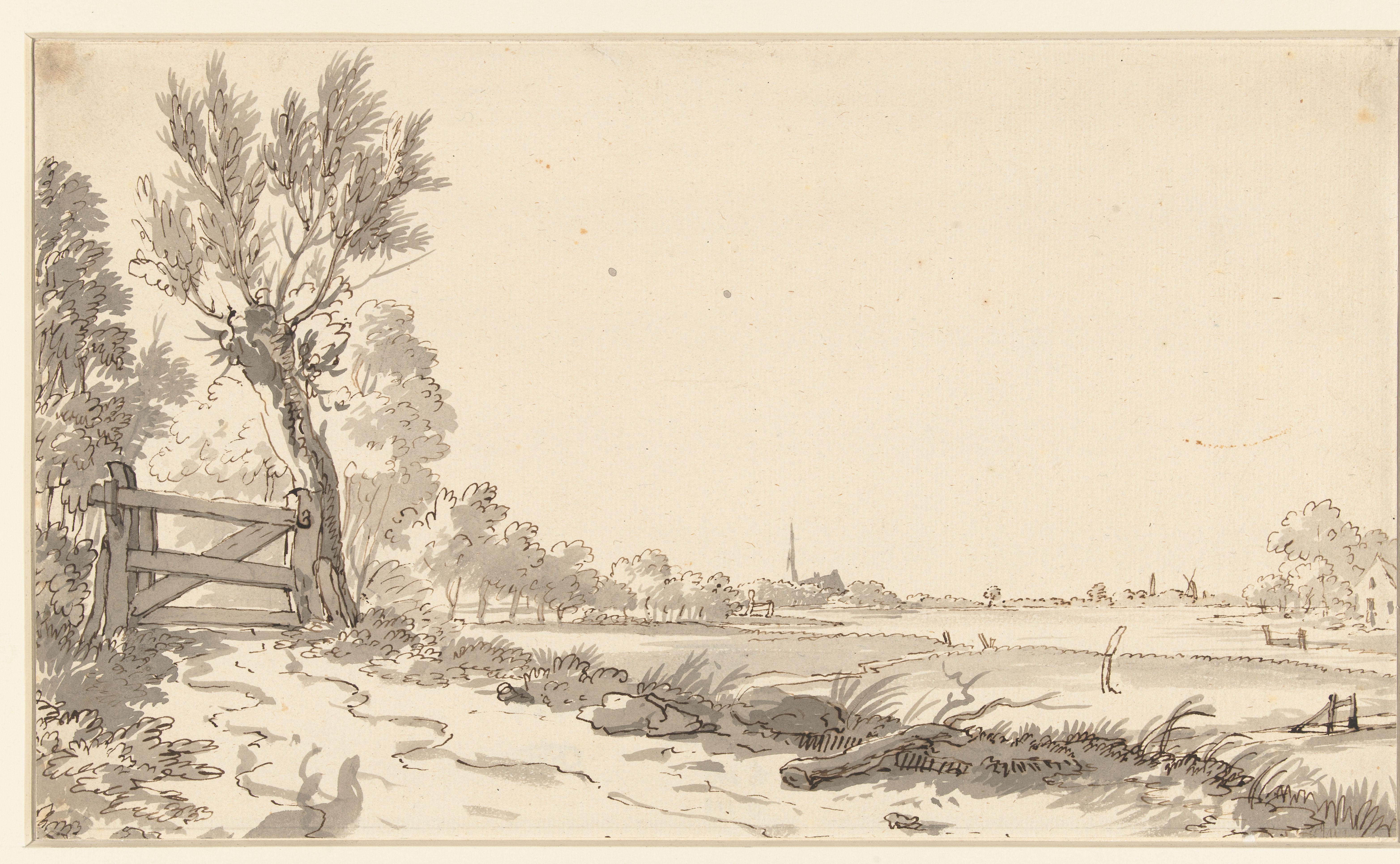 Gezicht over een vlak landschap