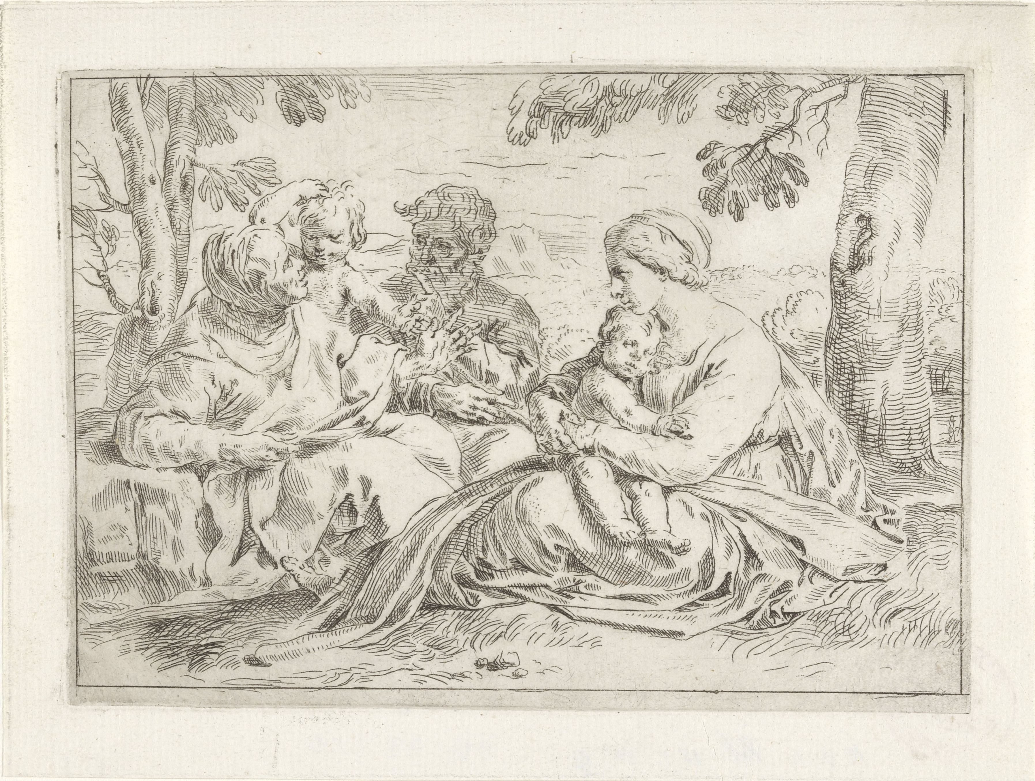 Heilige Familie met Elisabet en de jonge Johannes de Doper