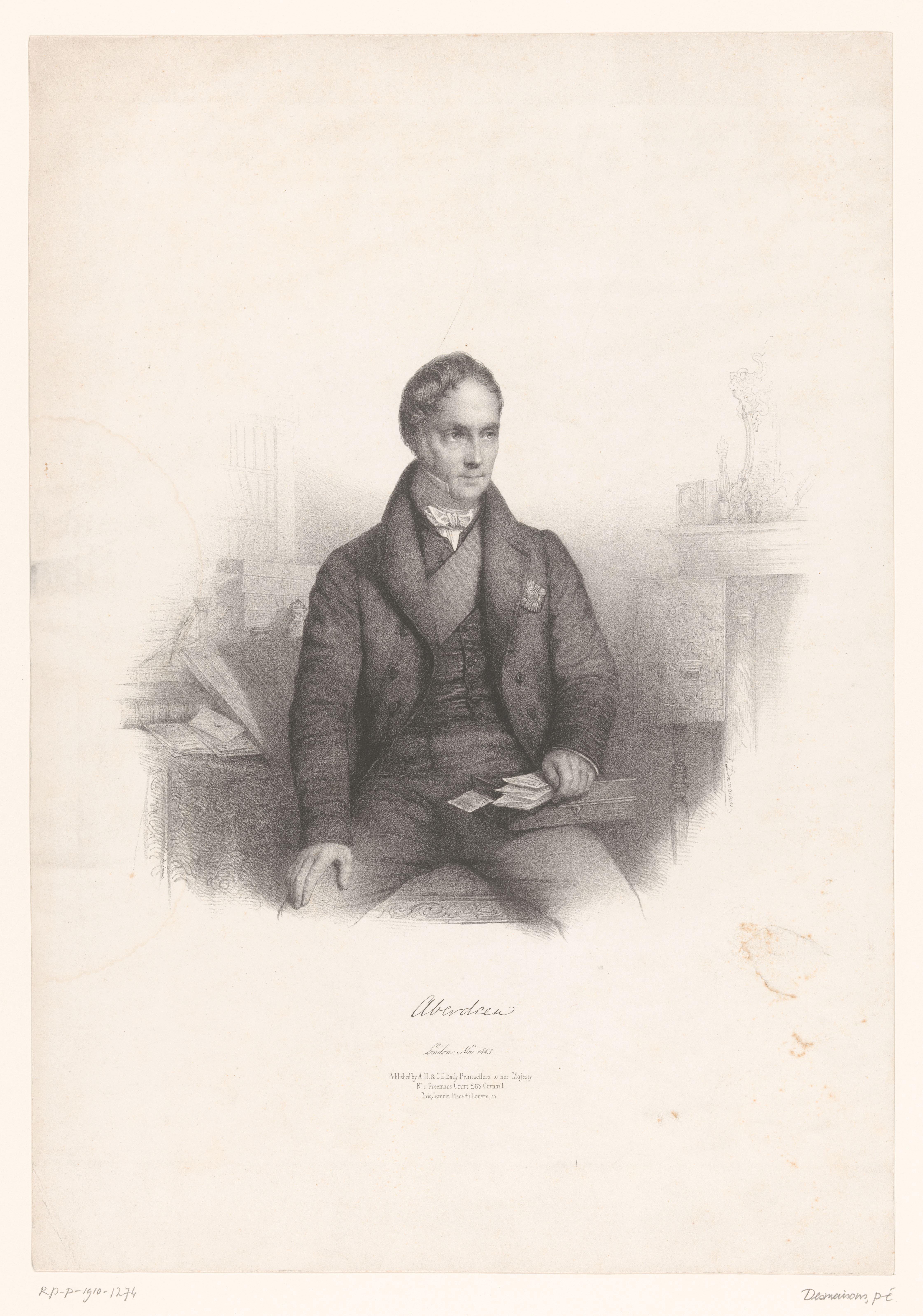 Portret van George Hamilton-Gordon, graaf van Aberdeen