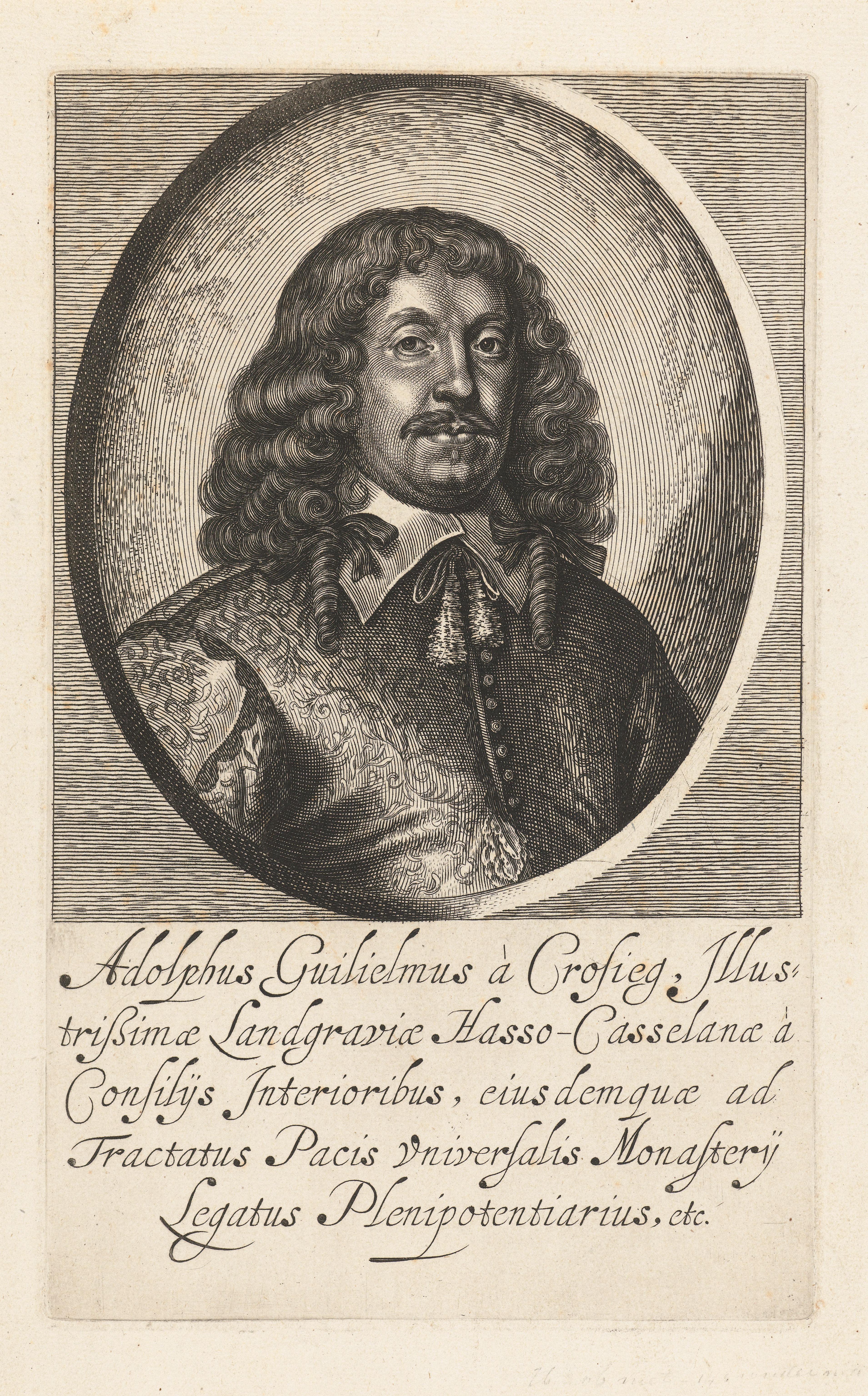 Portret van Adolf Wilhem von Krosigk gezant van graafschap Hessen-Kassel