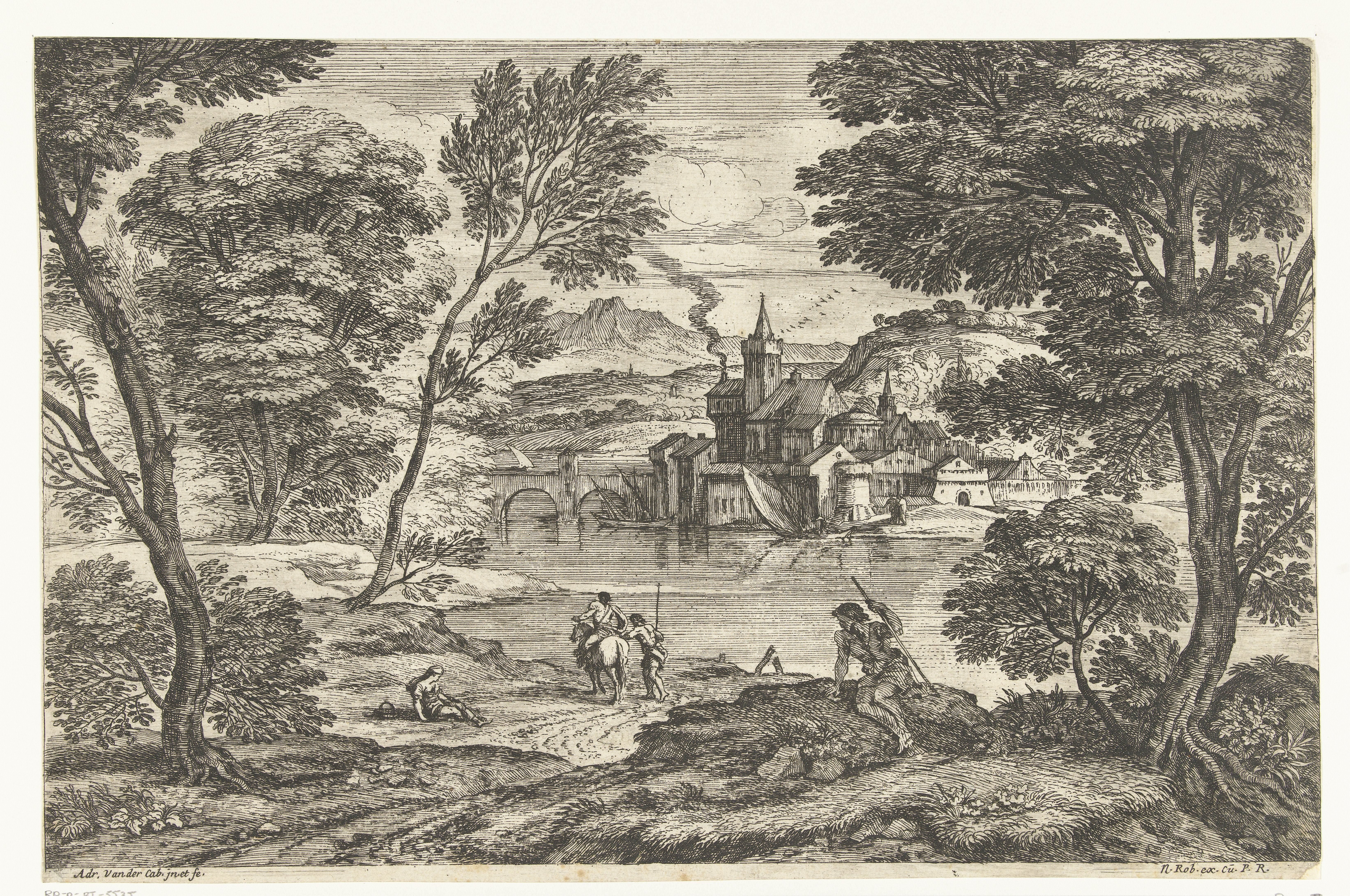 Landschap met man te paard