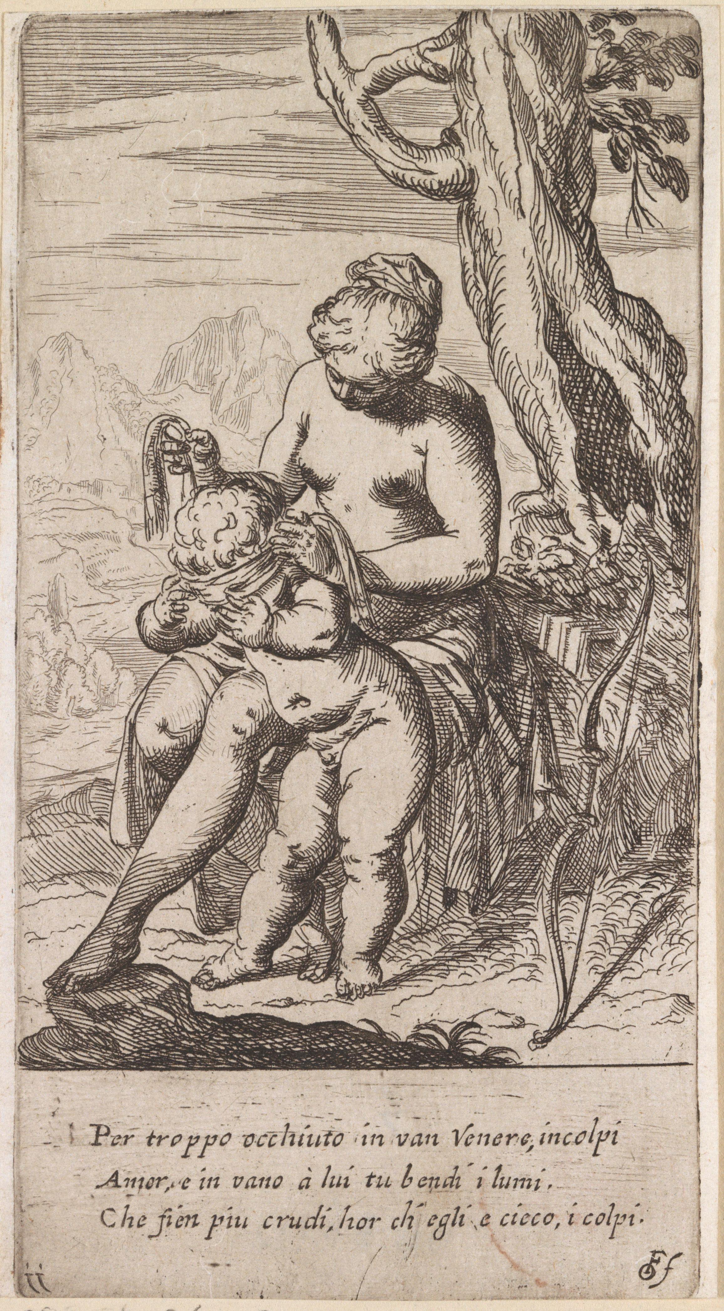 Venus blinddoekt Amor