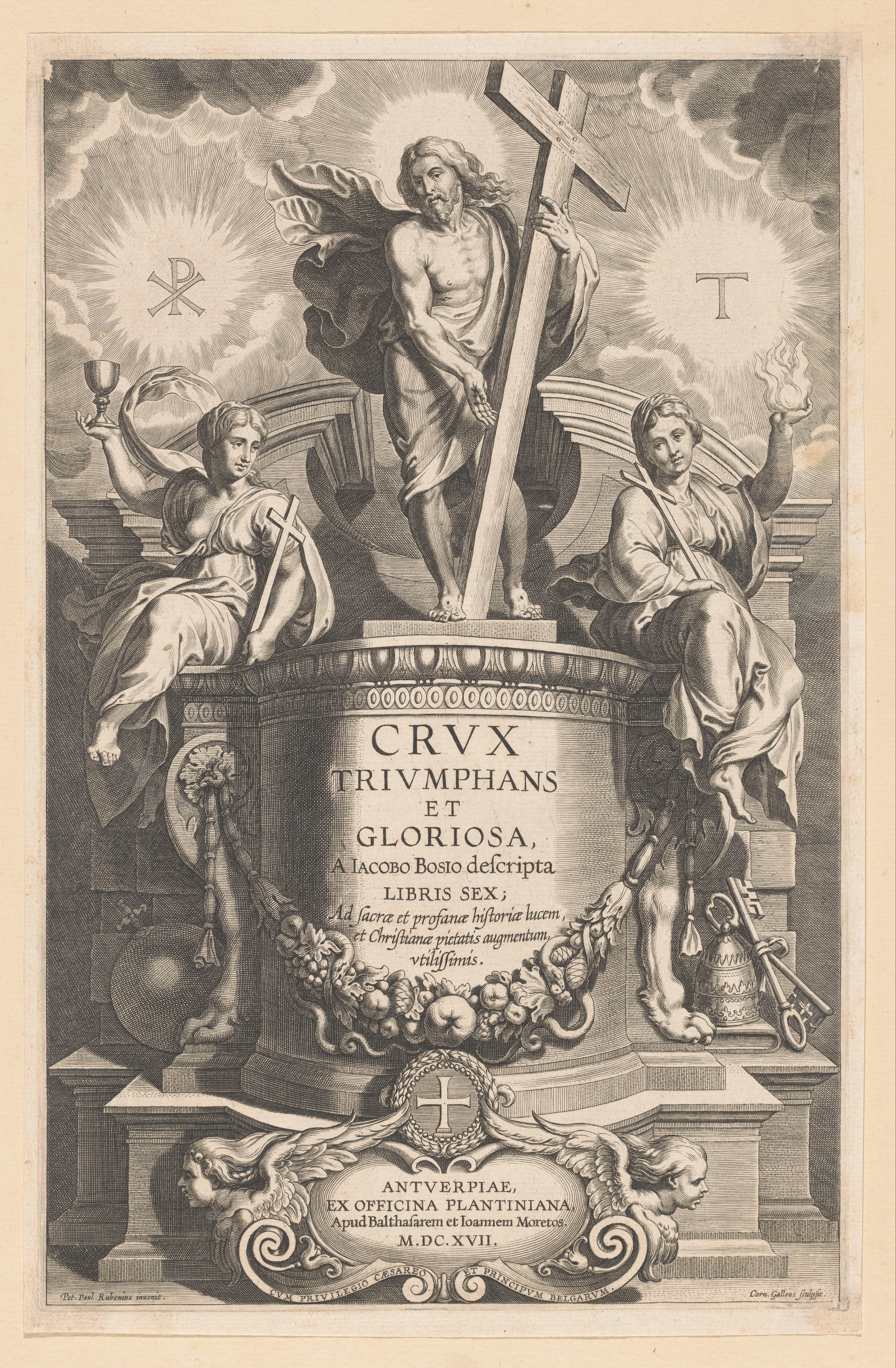 Christus, Geloof en Liefde zittend op een graftombe