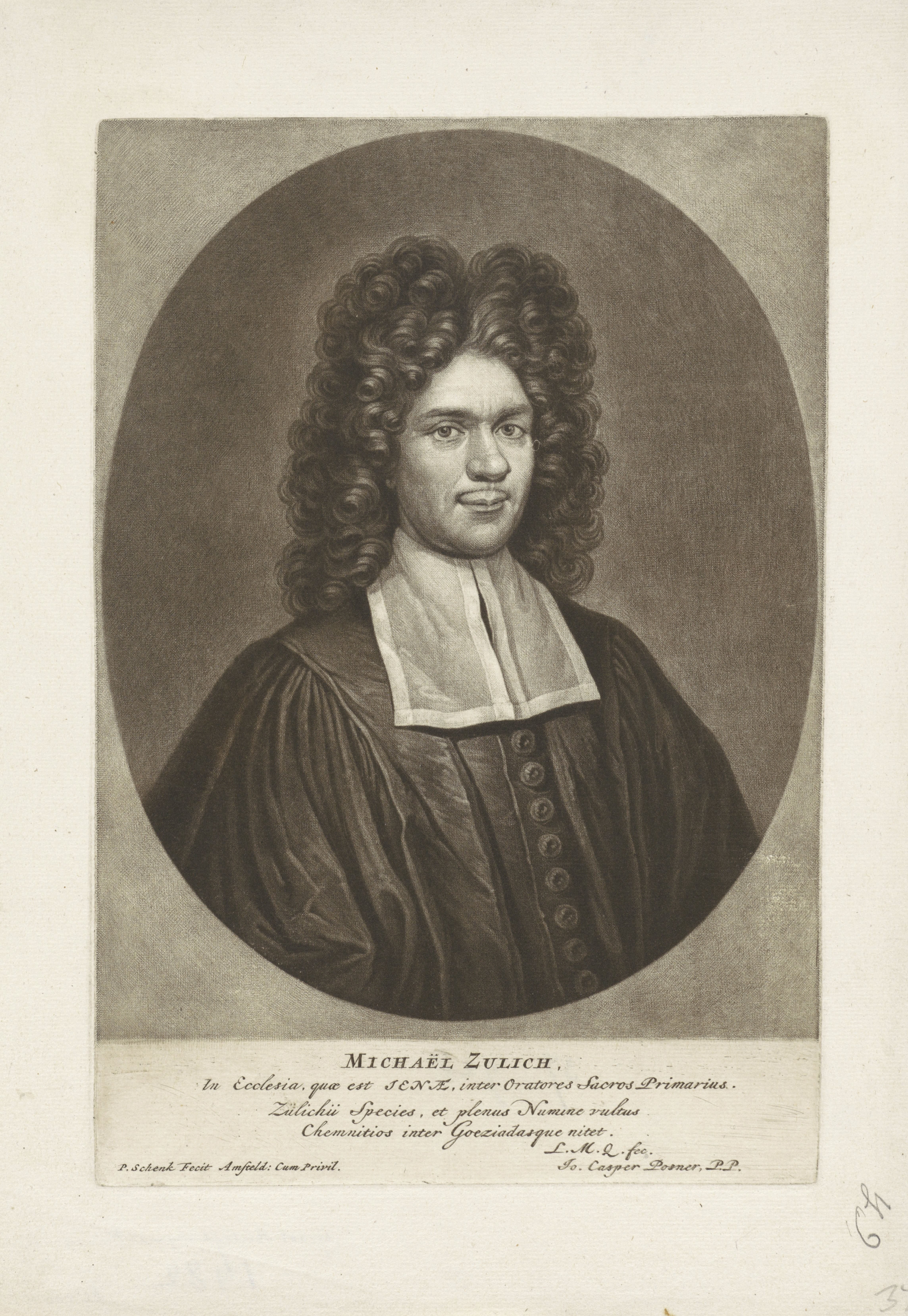 Portret van de predikant Michael Zulich