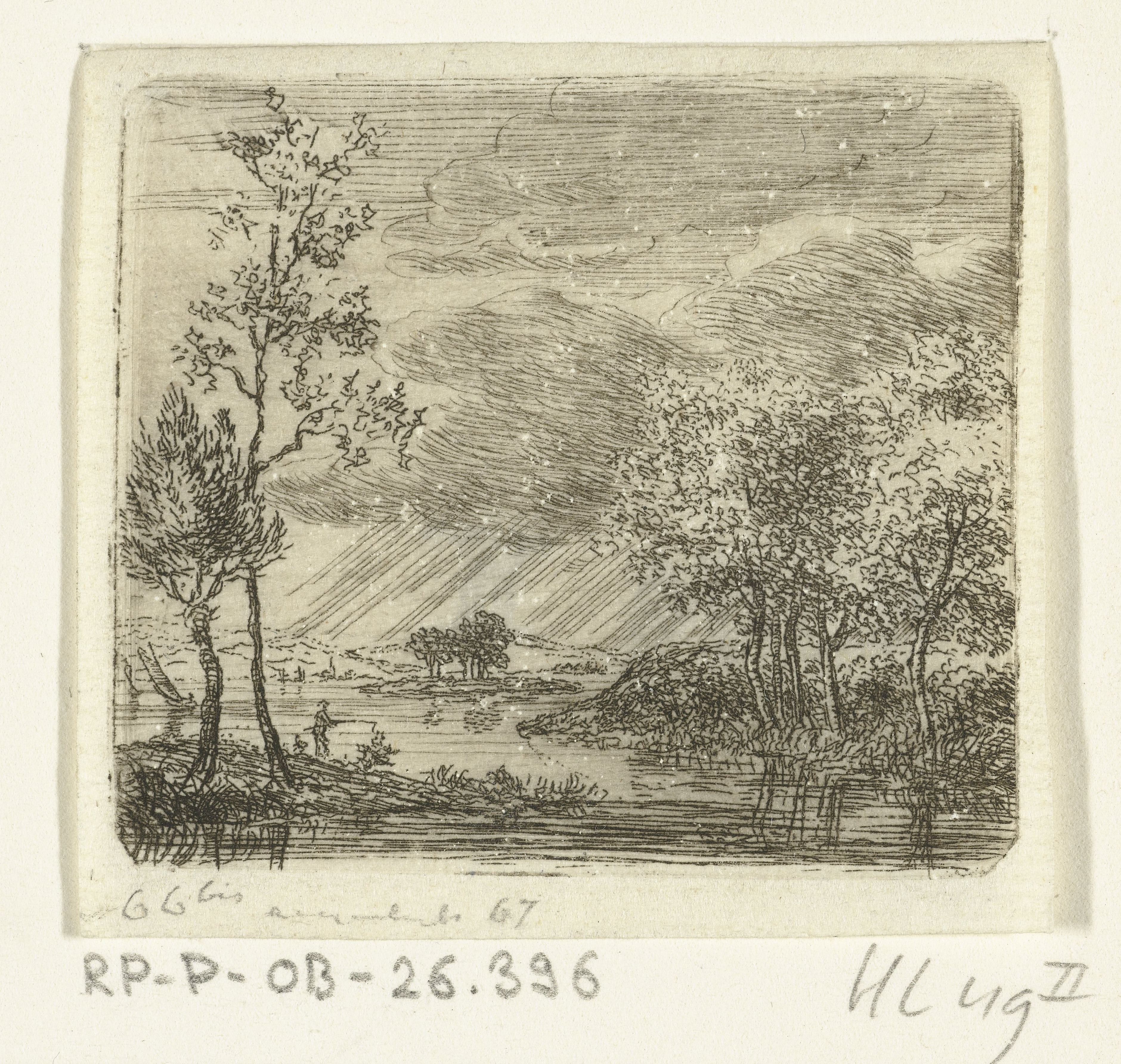Rivierlandschap met visser