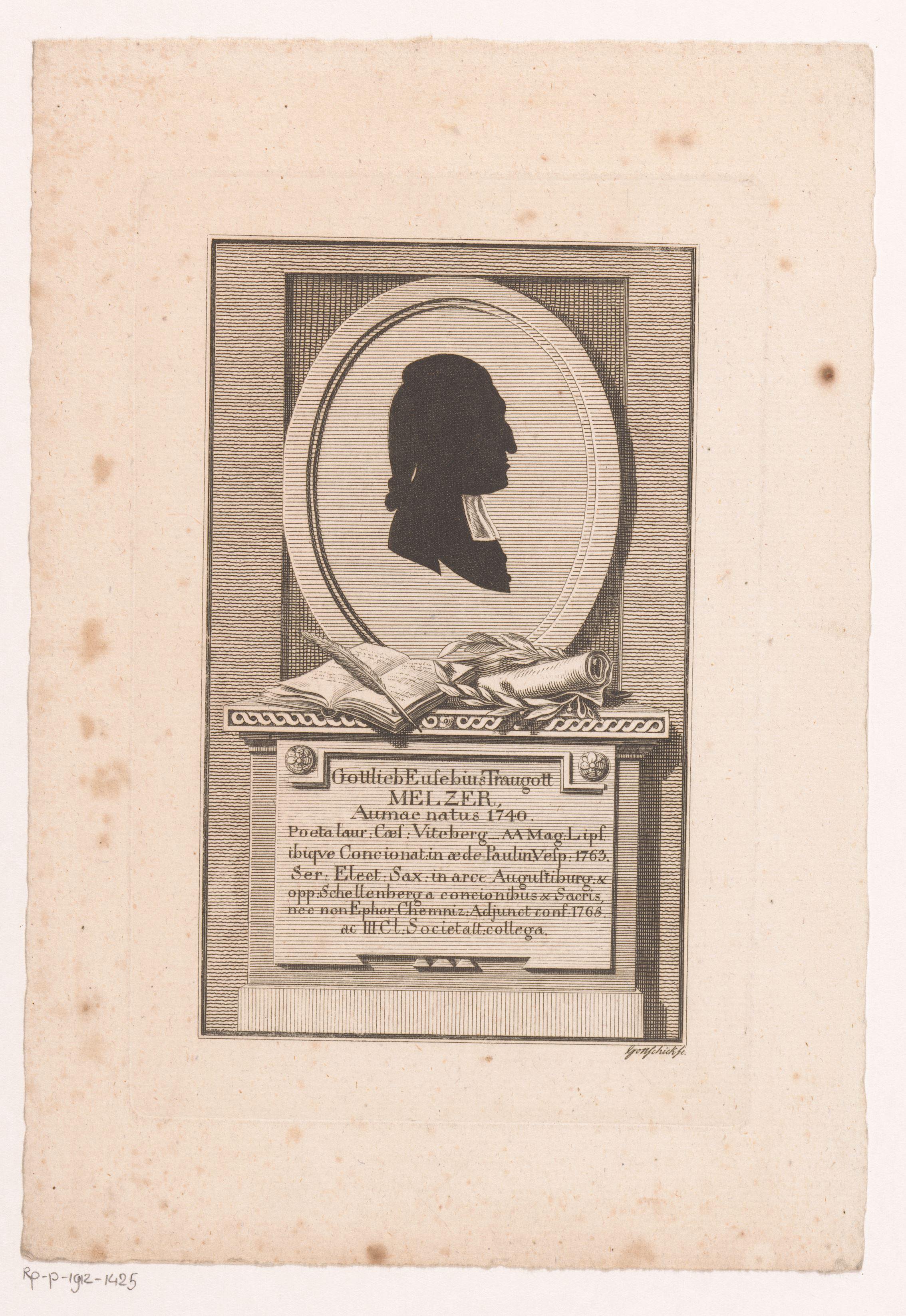 Silhouet van Gottlieb Eusebius Traugott Melzer