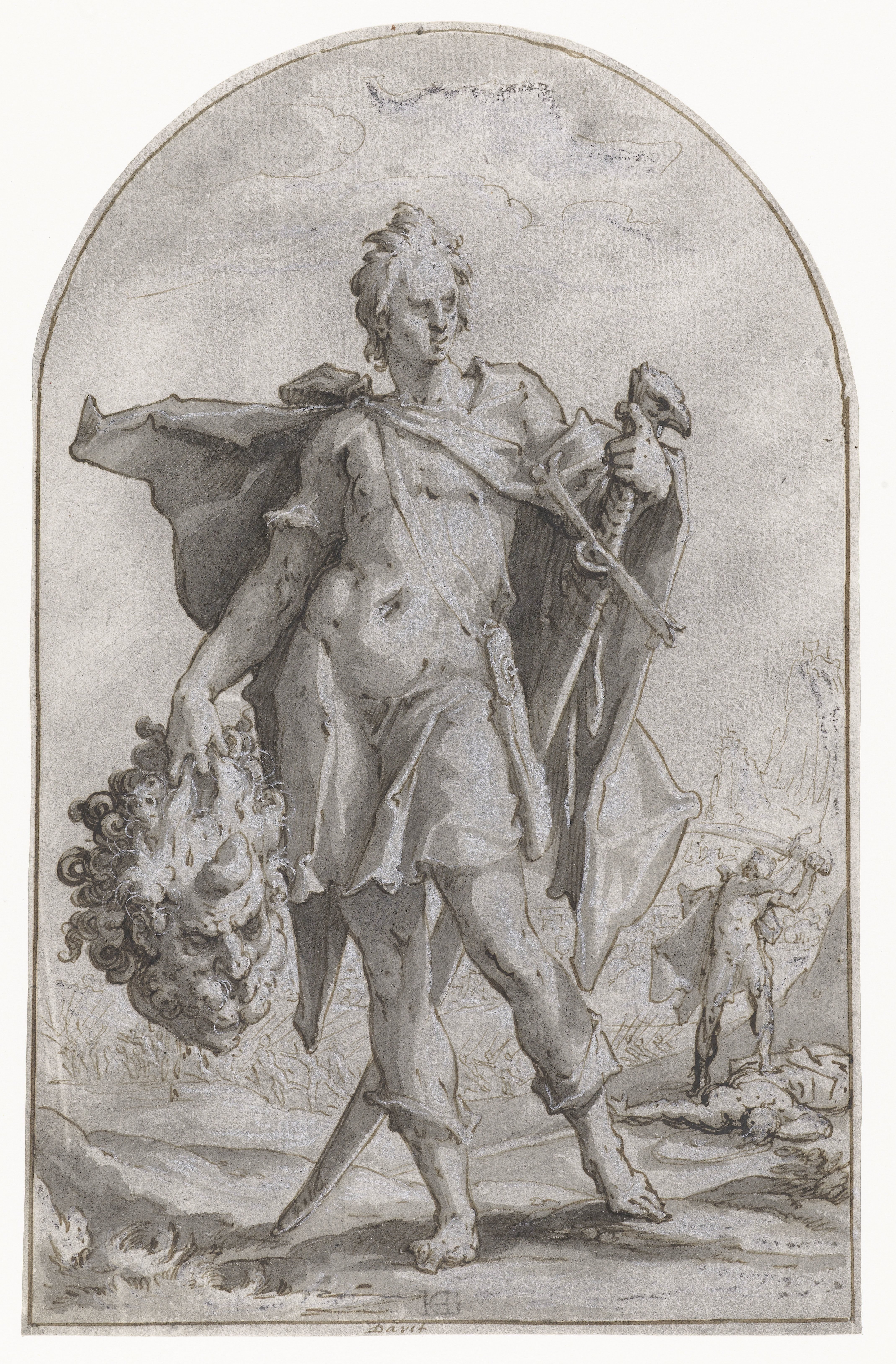 David met het hoofd van Goliath