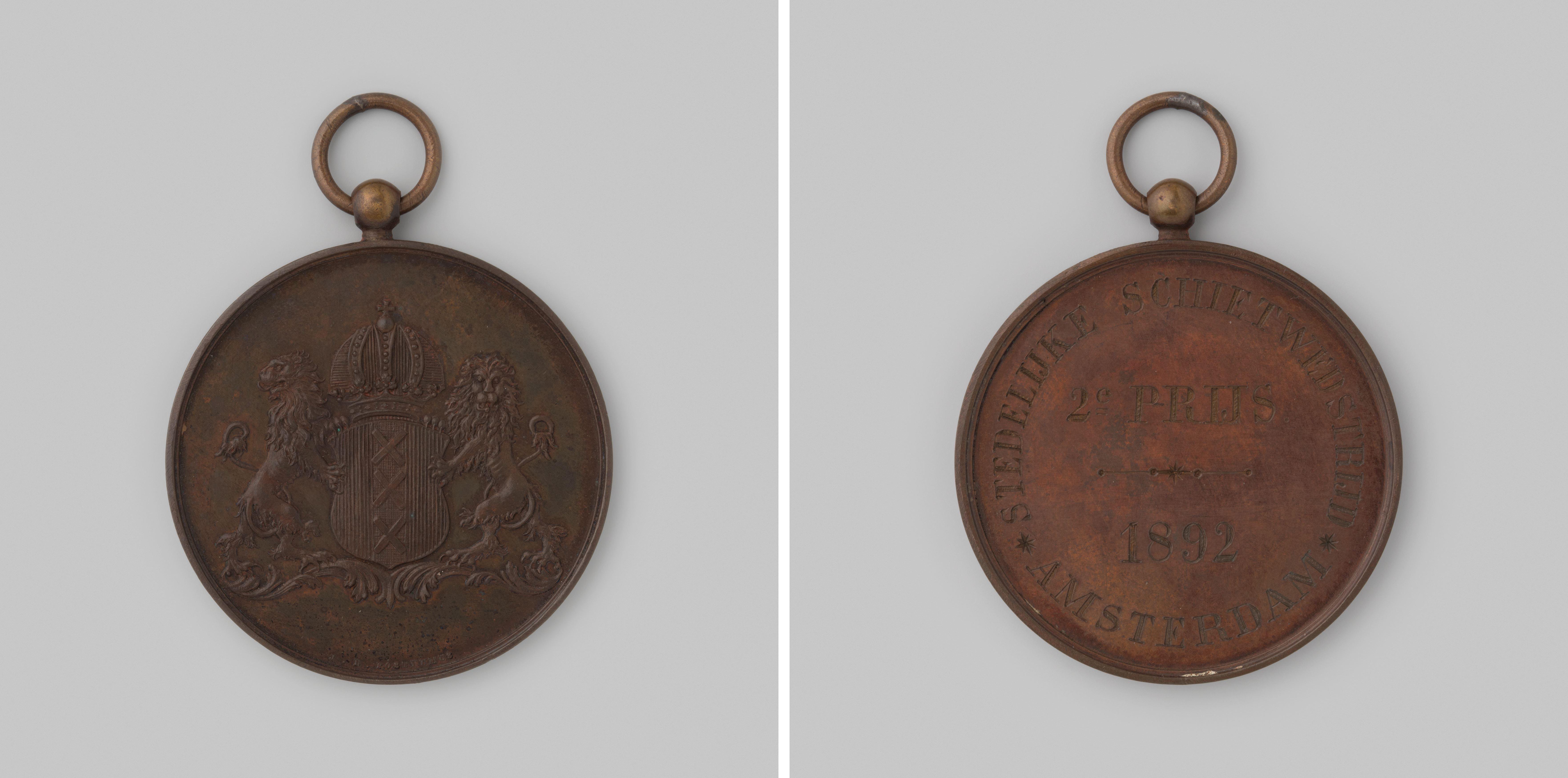 Prijspenning Stedelijke Schietwedstrijd Amsterdam, 1891-1892, individueel vuur, tweede prijs