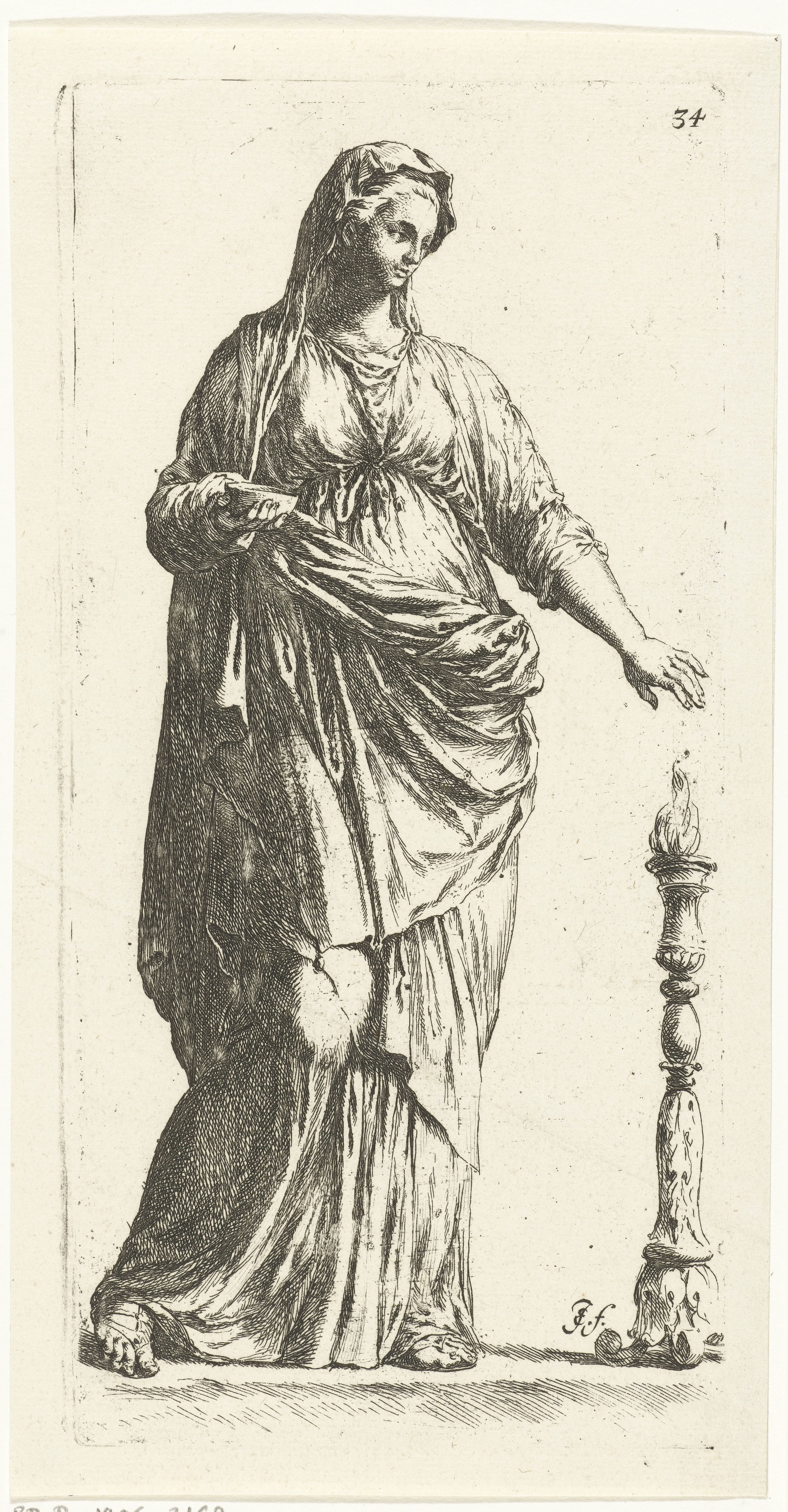 Beeld van een vrouw die wierook brandt