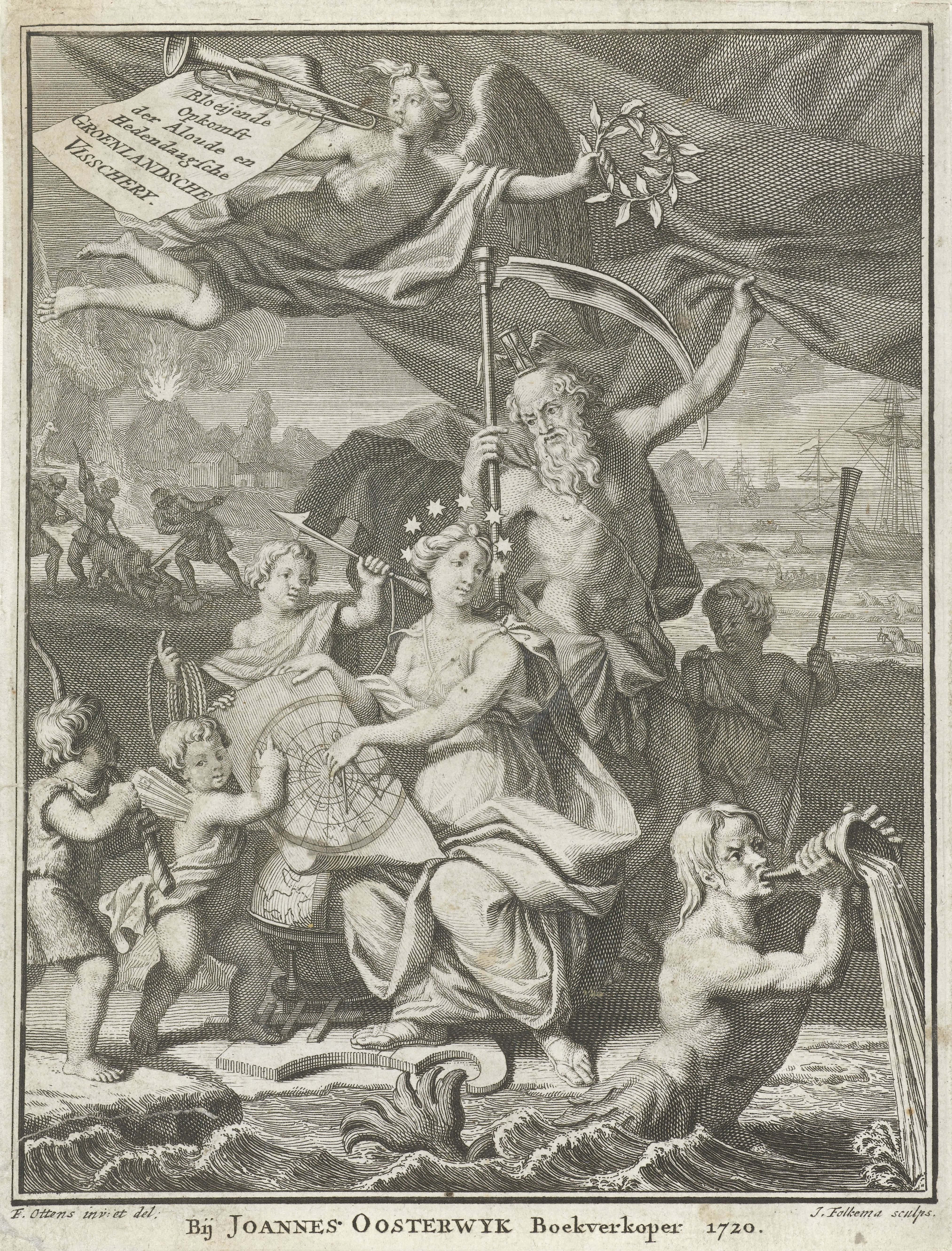 Allegorische voorstelling met Urania en Vader Tijd