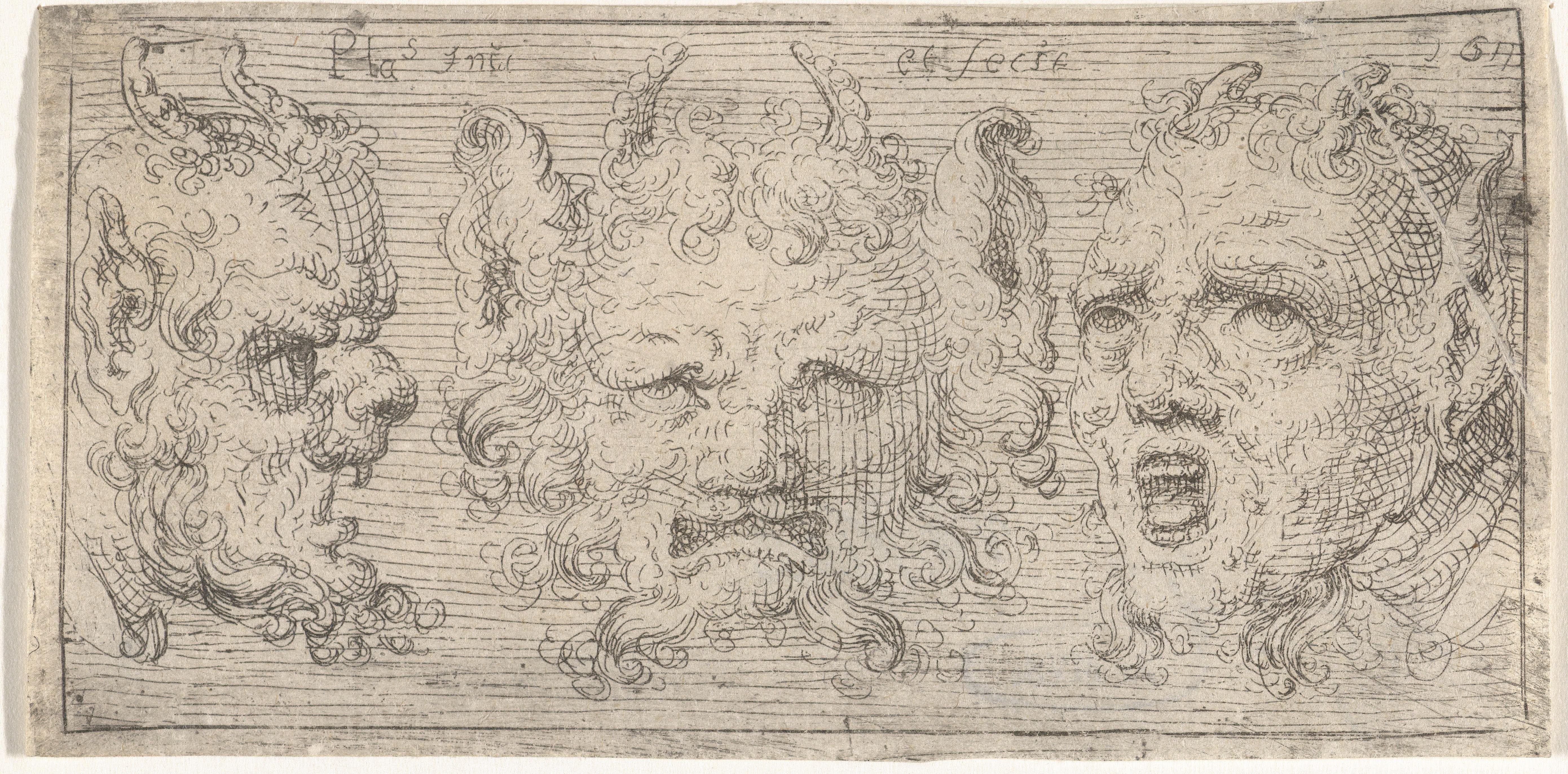 Drie maskers met hoorns