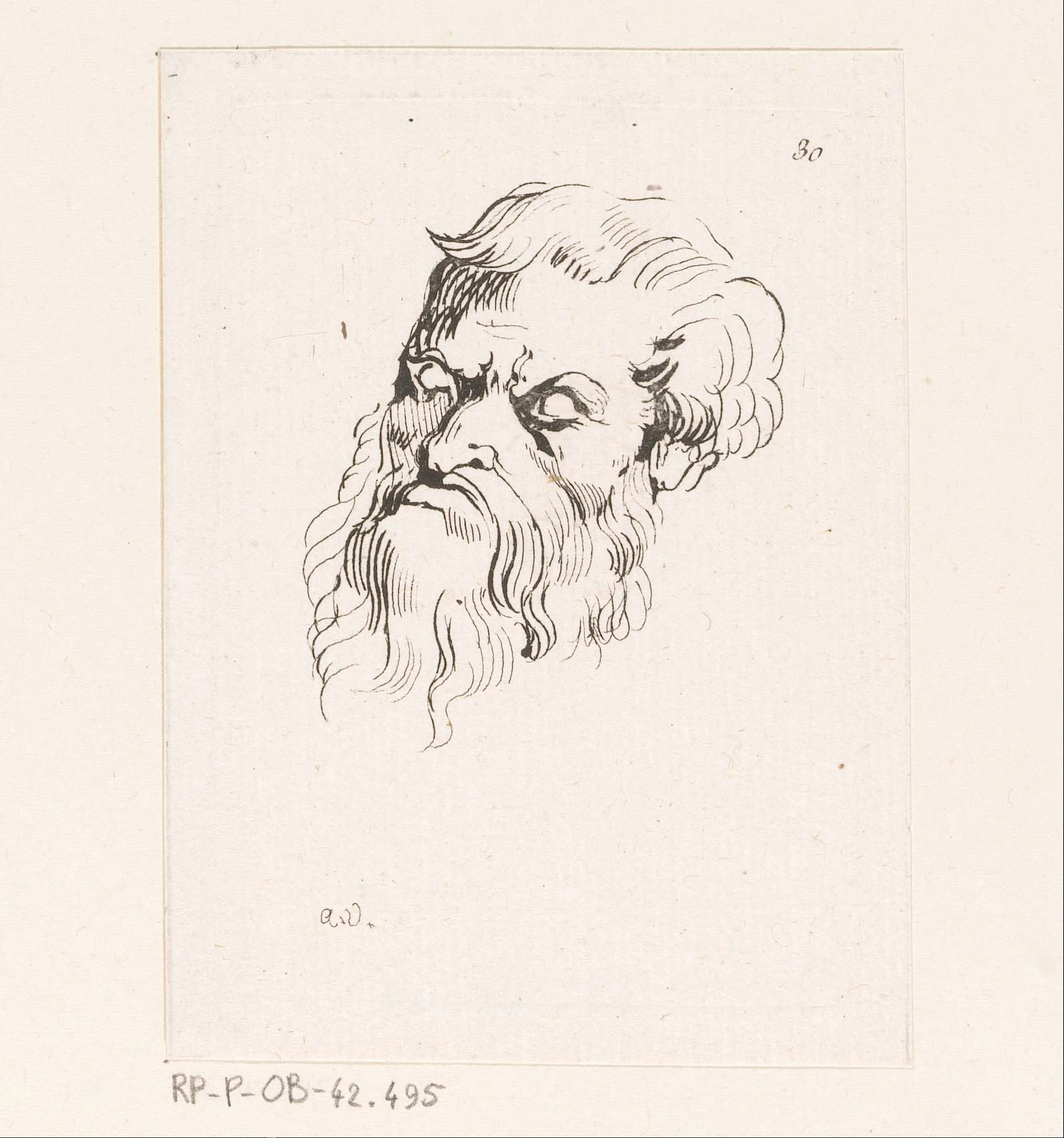 Hoofd van een man met baard