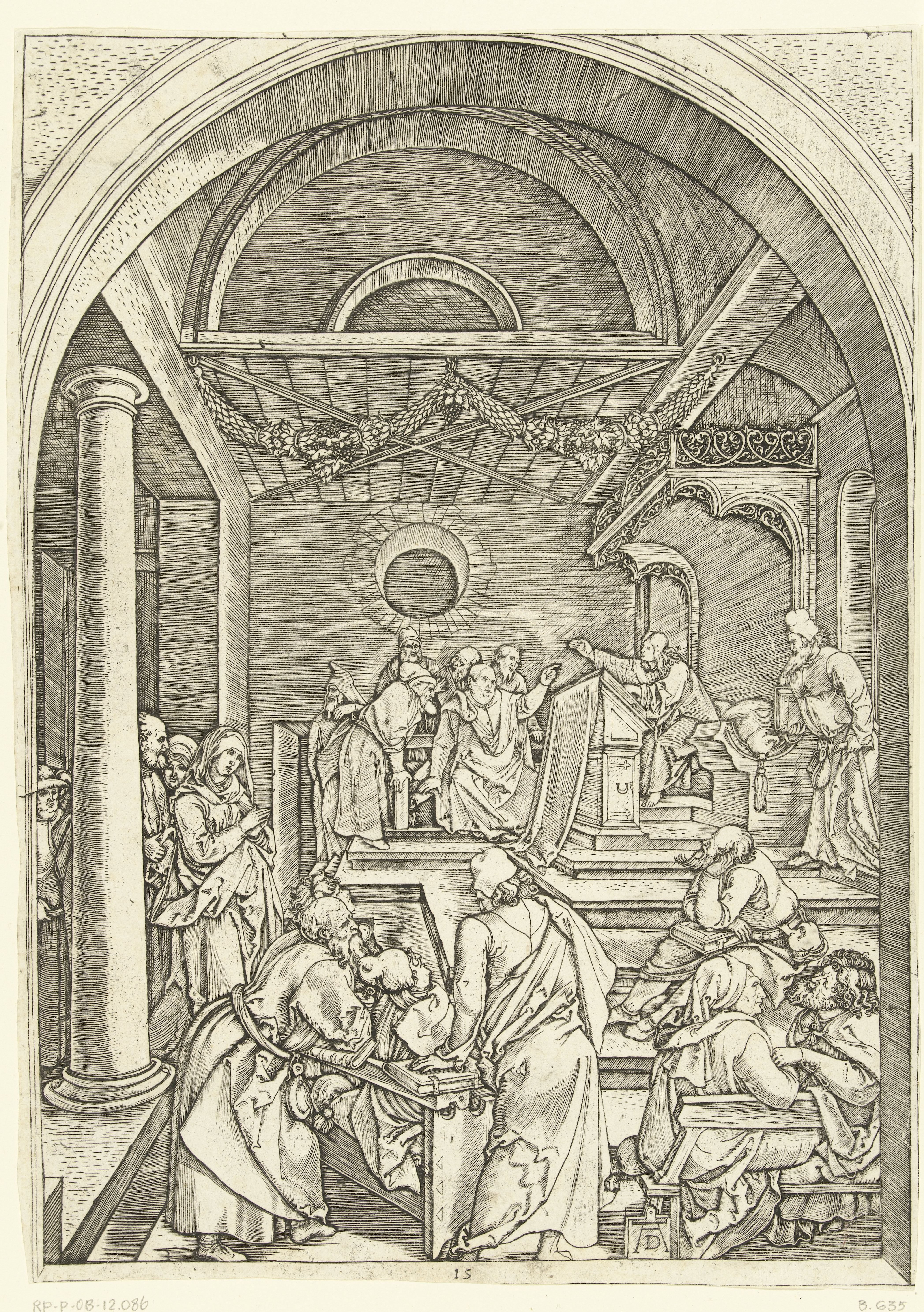 Christus onderwijst schriftgeleerden in tempel