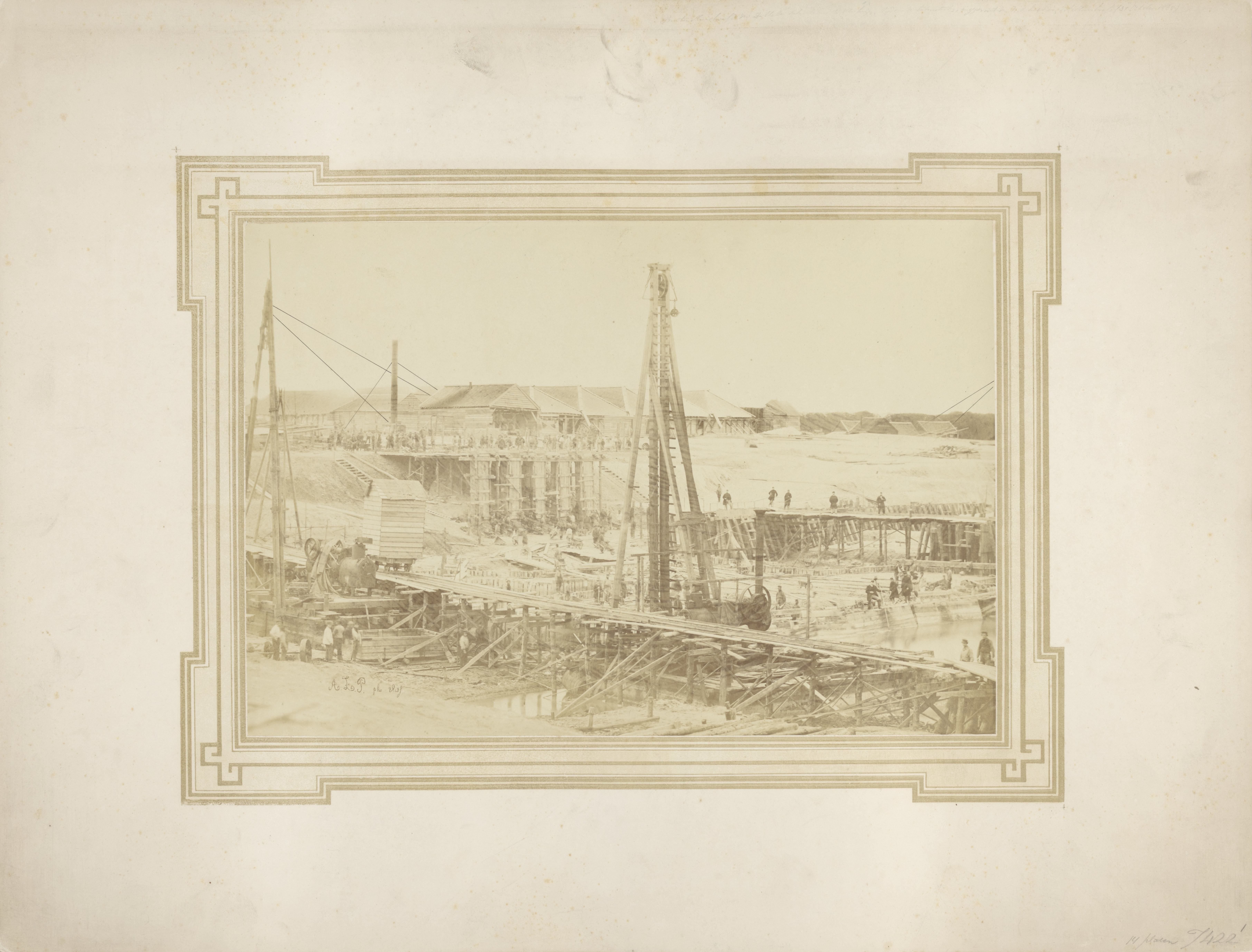 Aanleg (betonstorting) van de dubbele schutsluis te Vlissingen, 1869