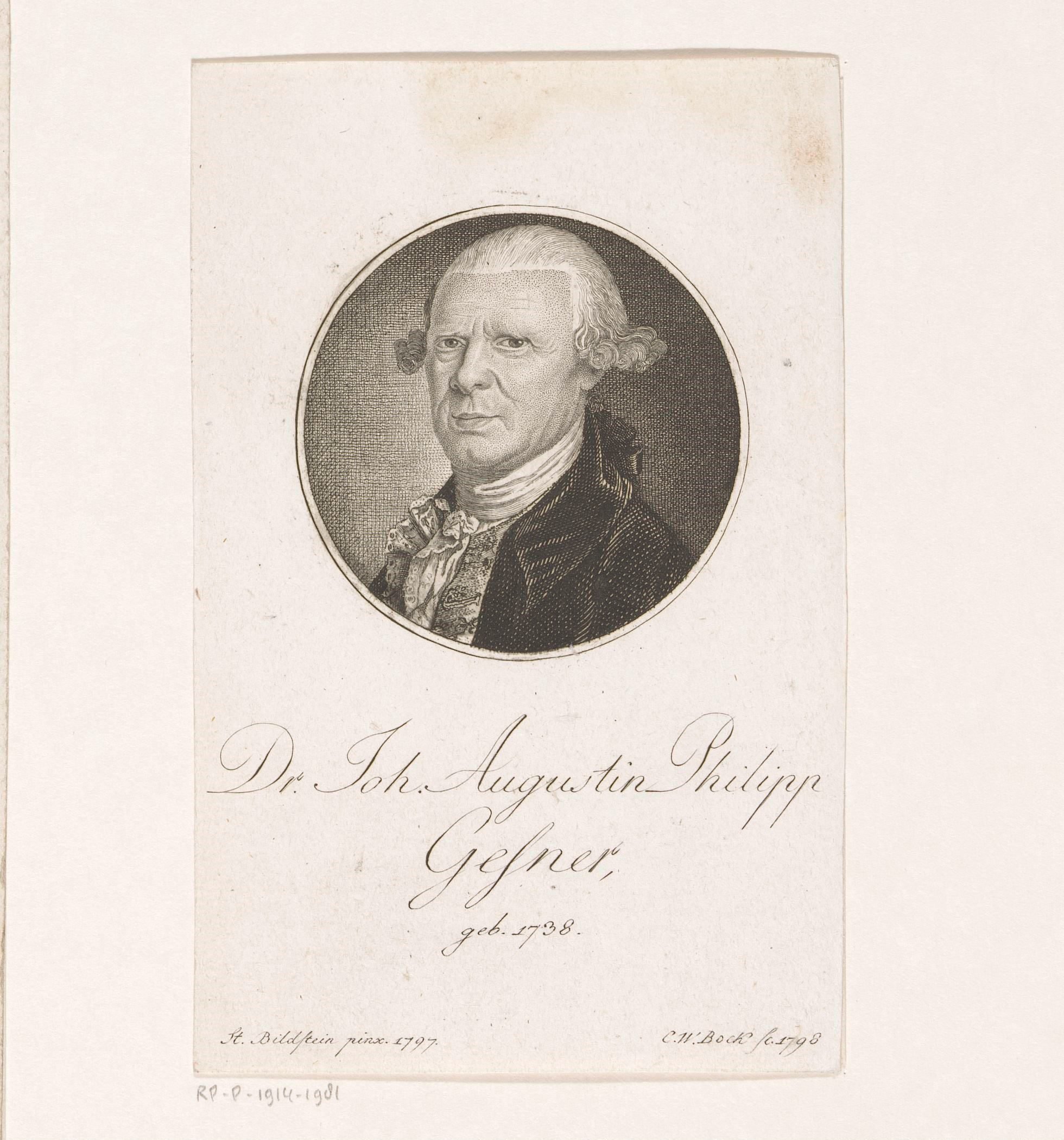 Portret van Johann Augustin Philipp Gesner