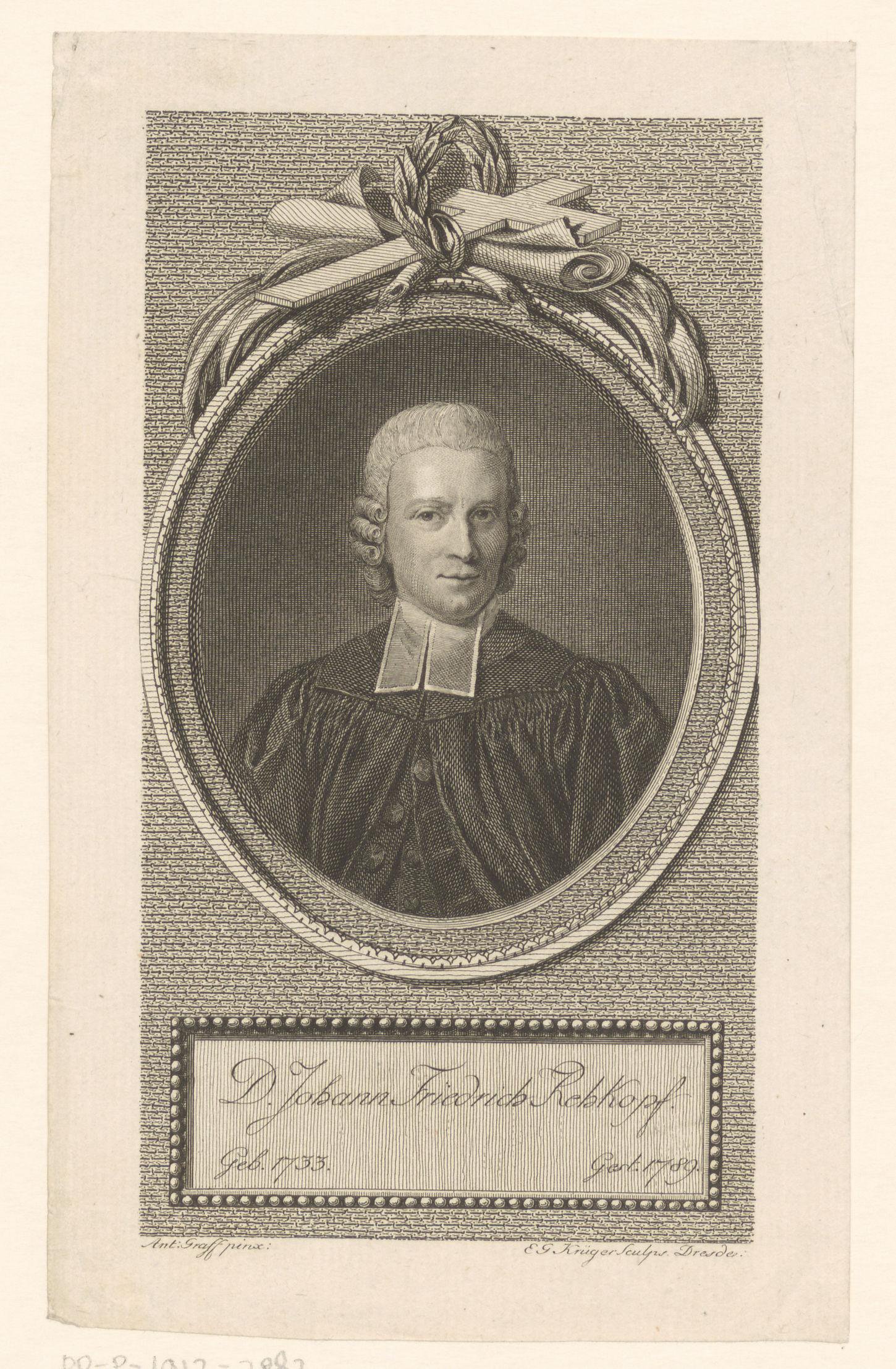 Portret van Johann Friedrich Rehkopf
