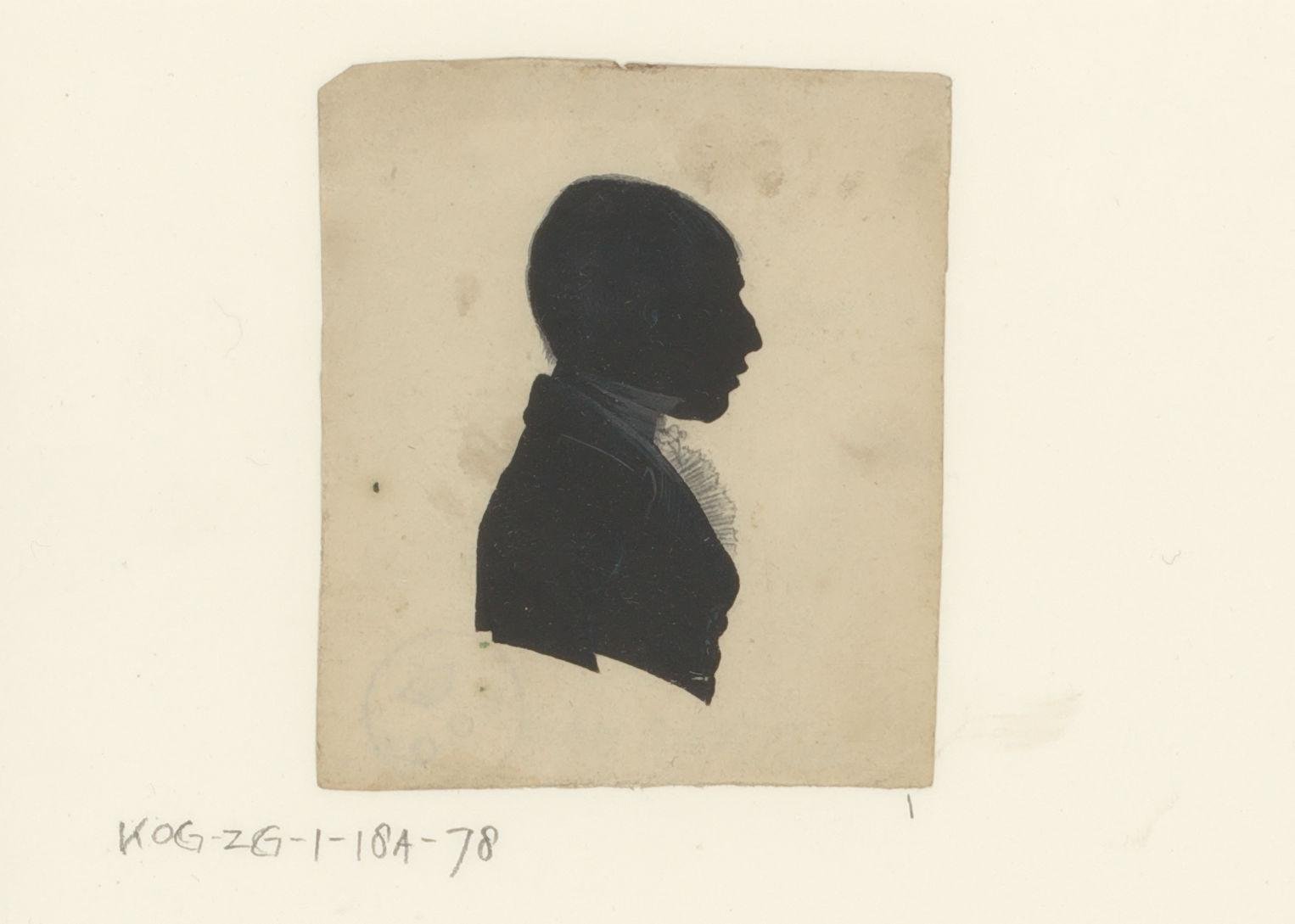 Silhouetportret van een onbekende man met kort haar