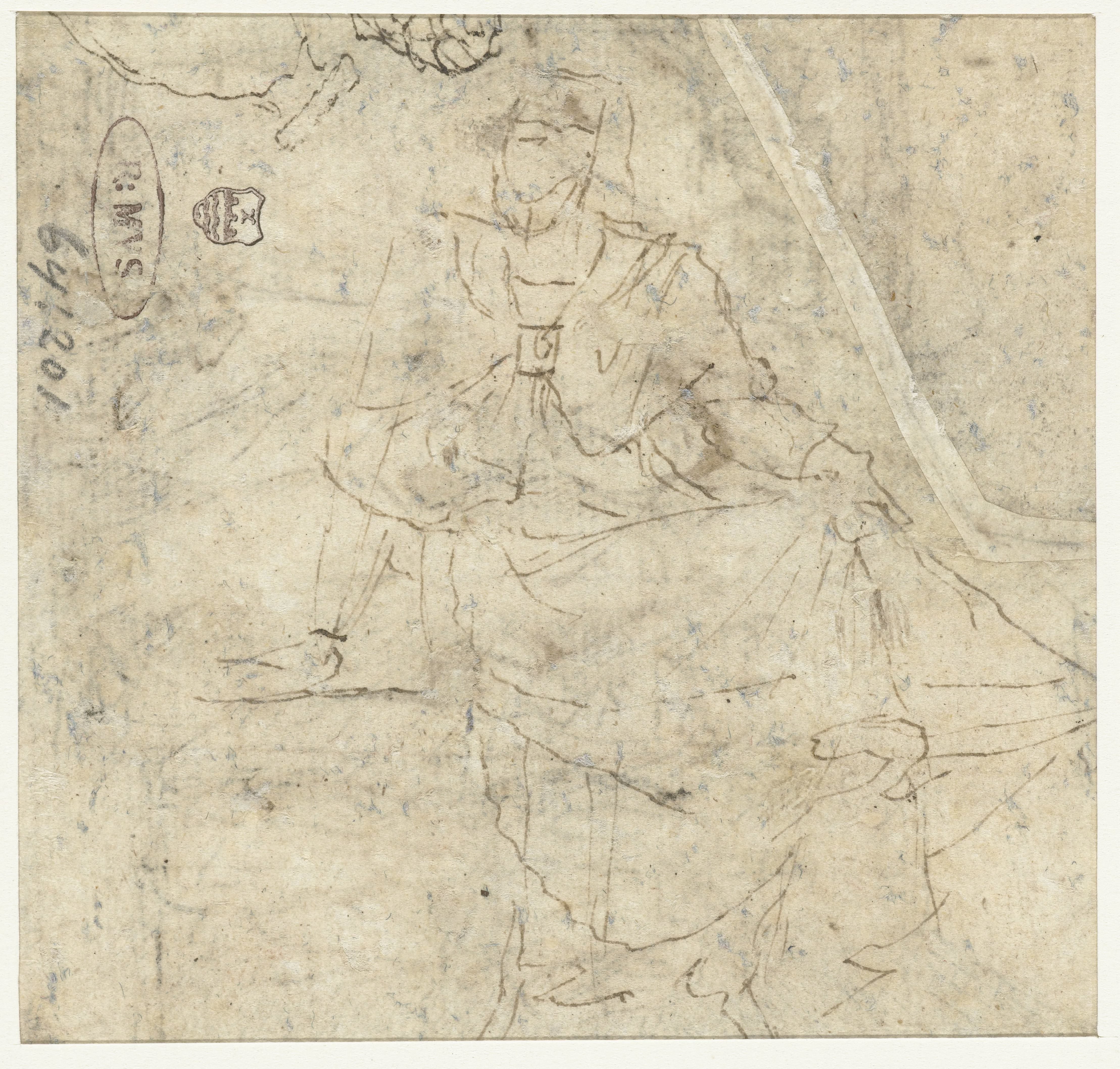 Zittende vrouwenfiguur