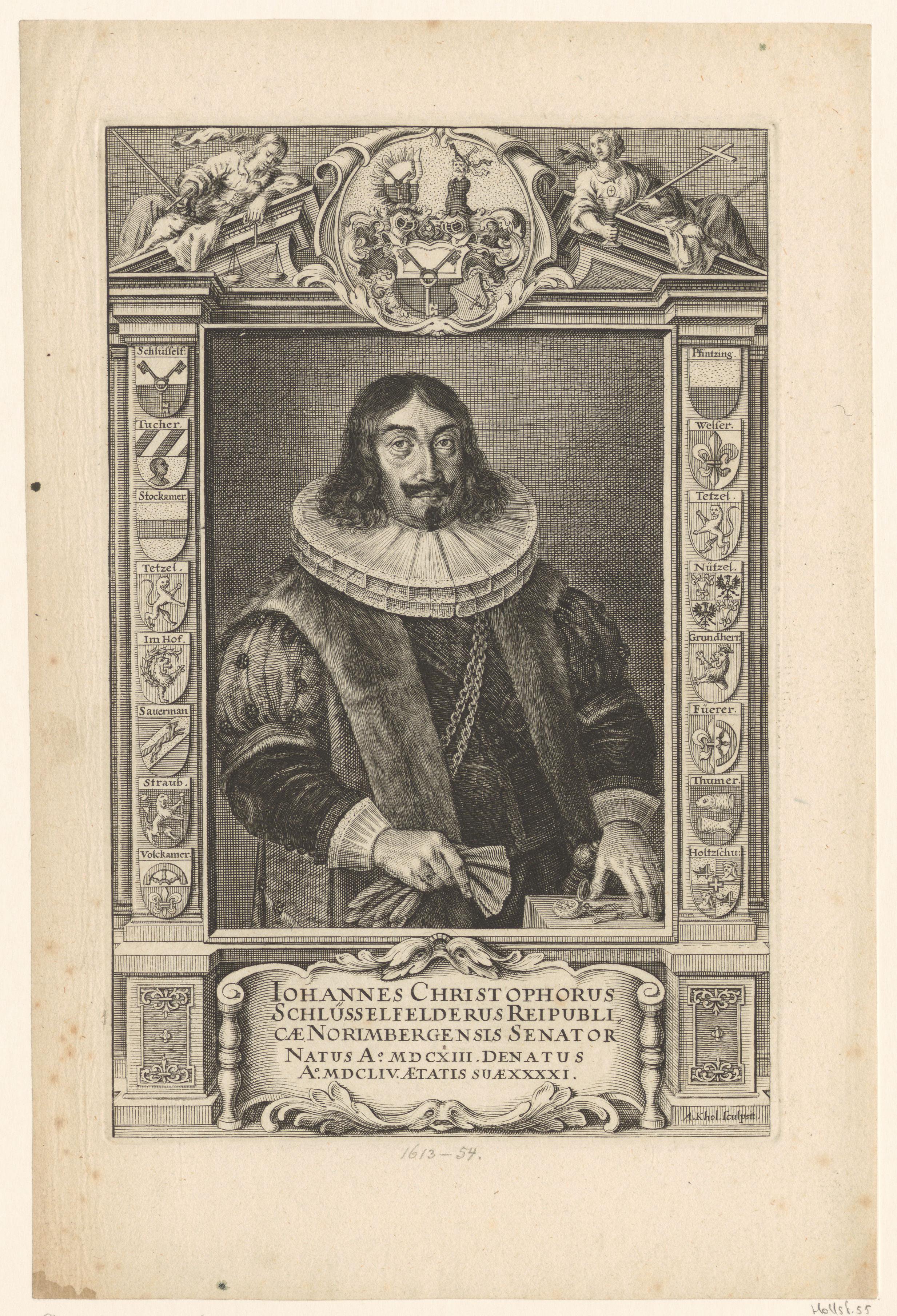 Portret van Johann Christoph Schlüssefelder op 41-jarige leeftijd