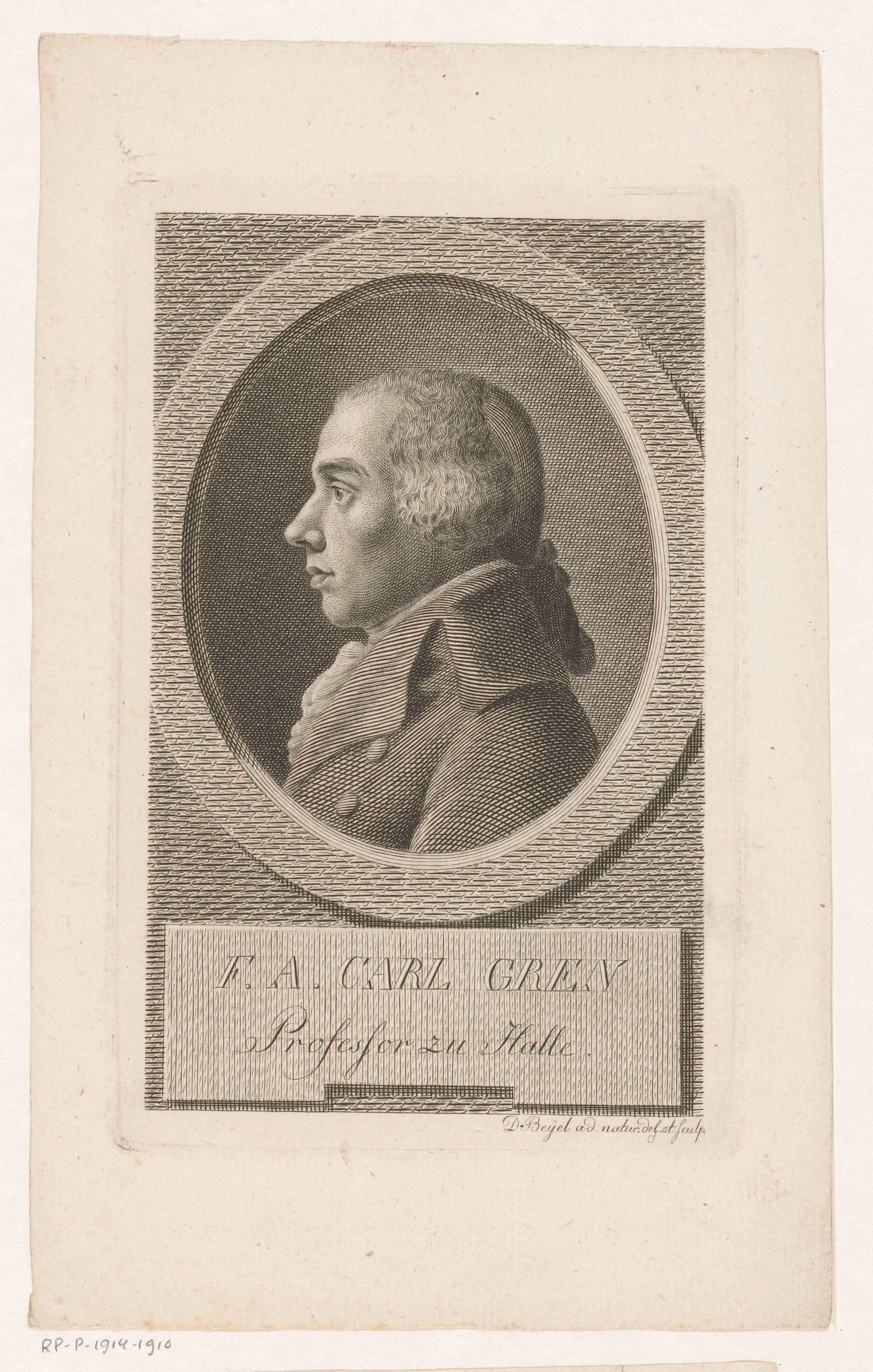 Portret van Friedrich Albert Carl Gren