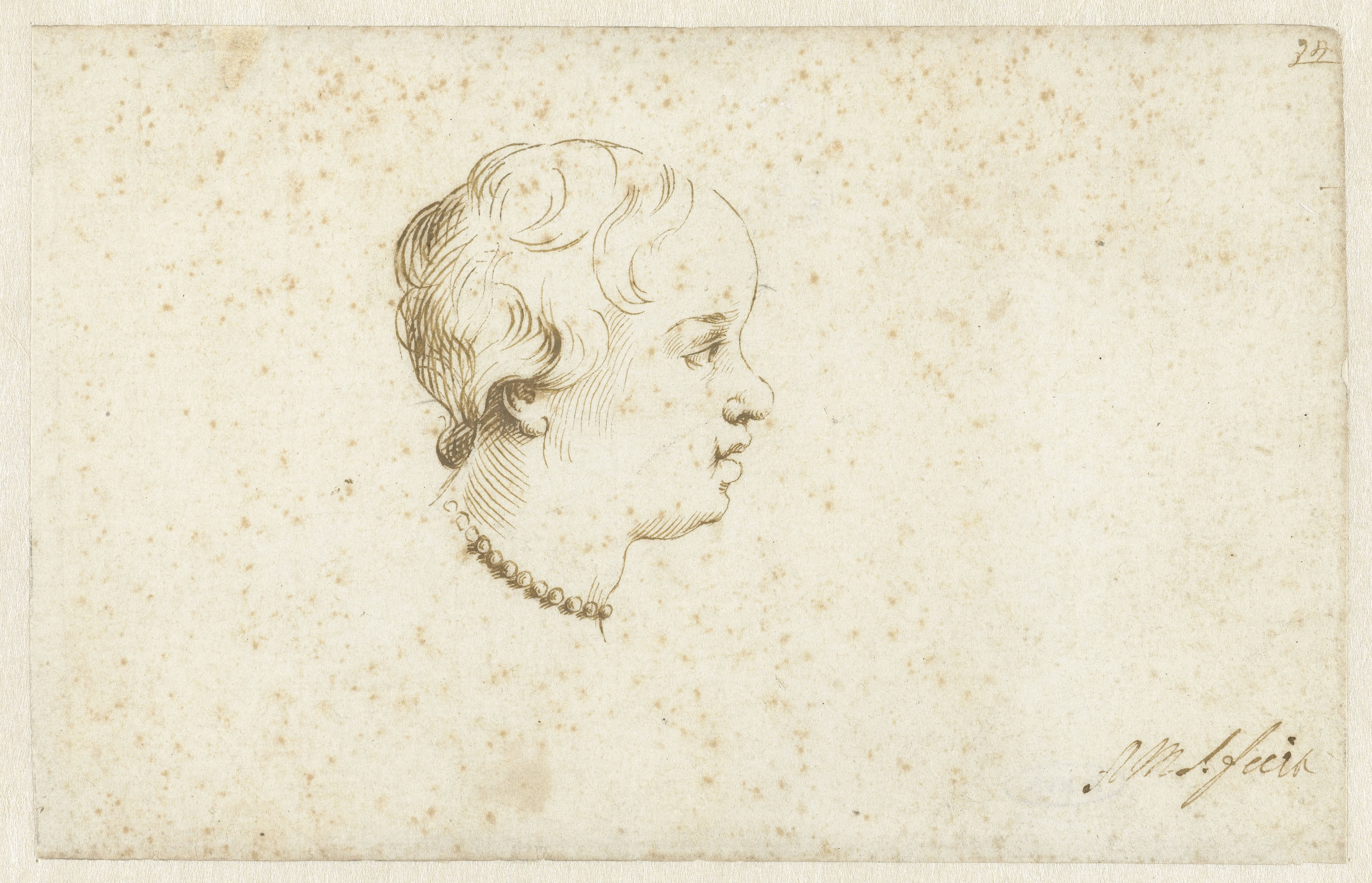 Portret van een onbekend jonge vrouw, en profil