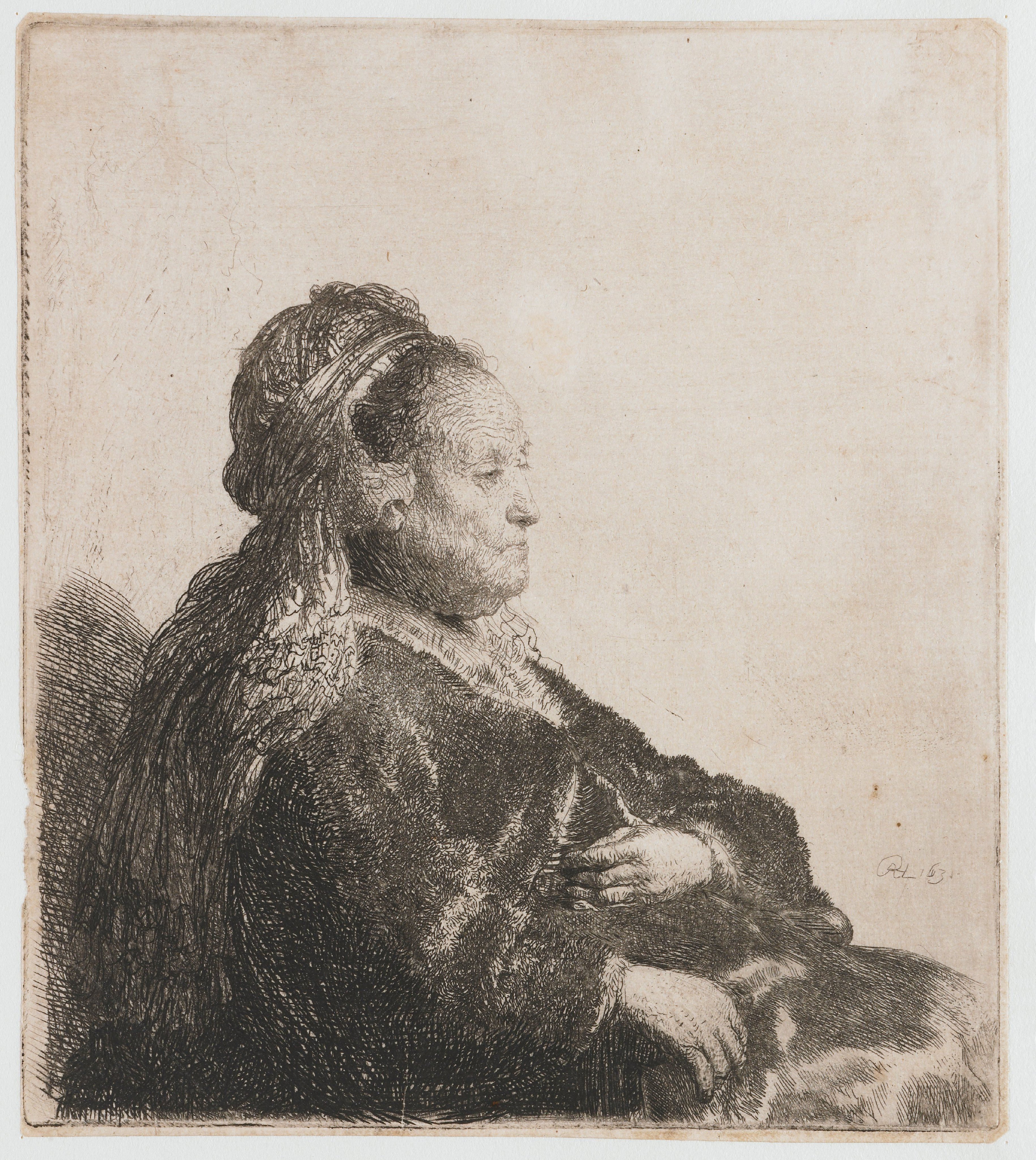 Rembrandts moeder zittend