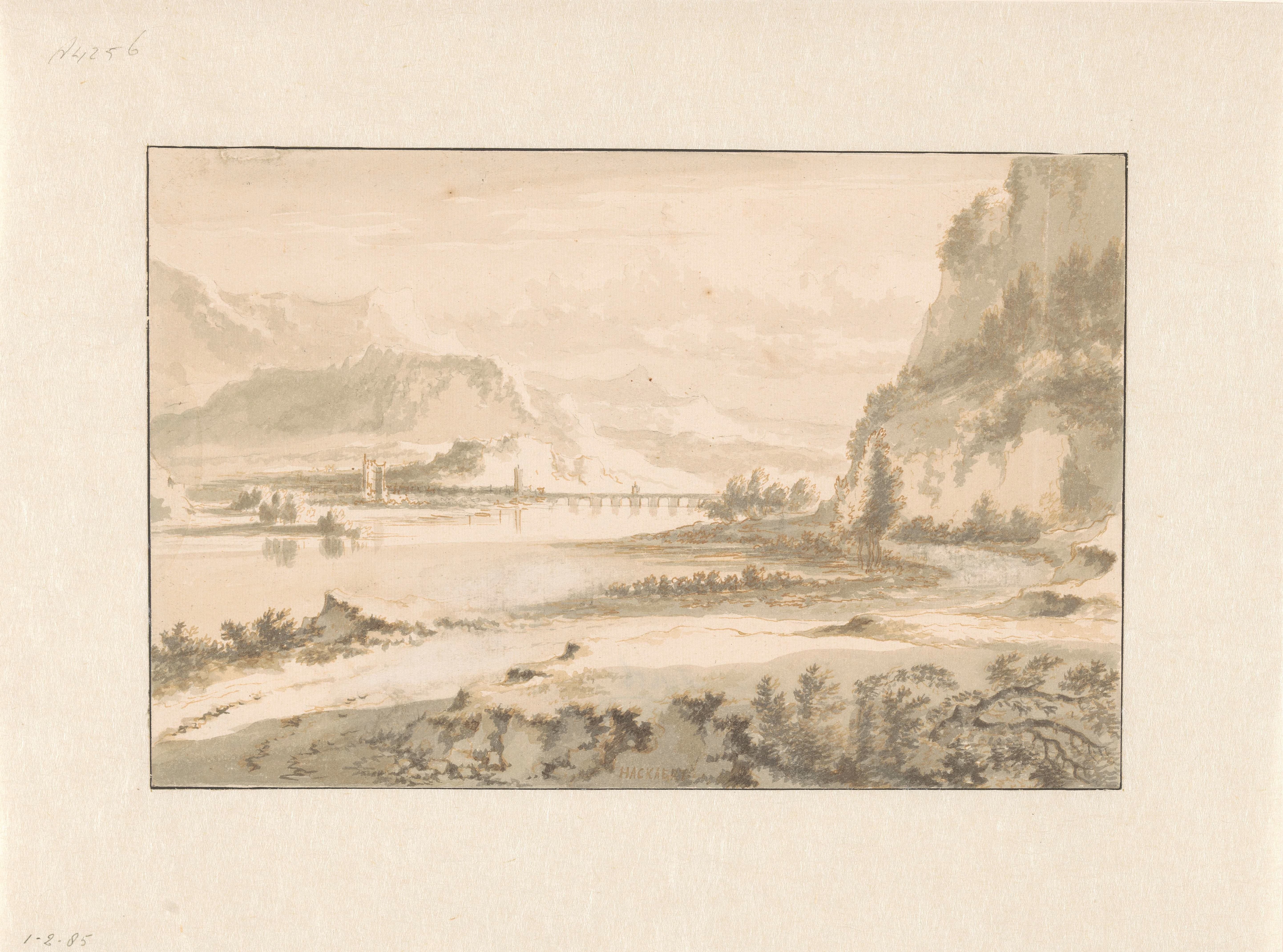 Mountain Landscape with a Stone Bridge over a River