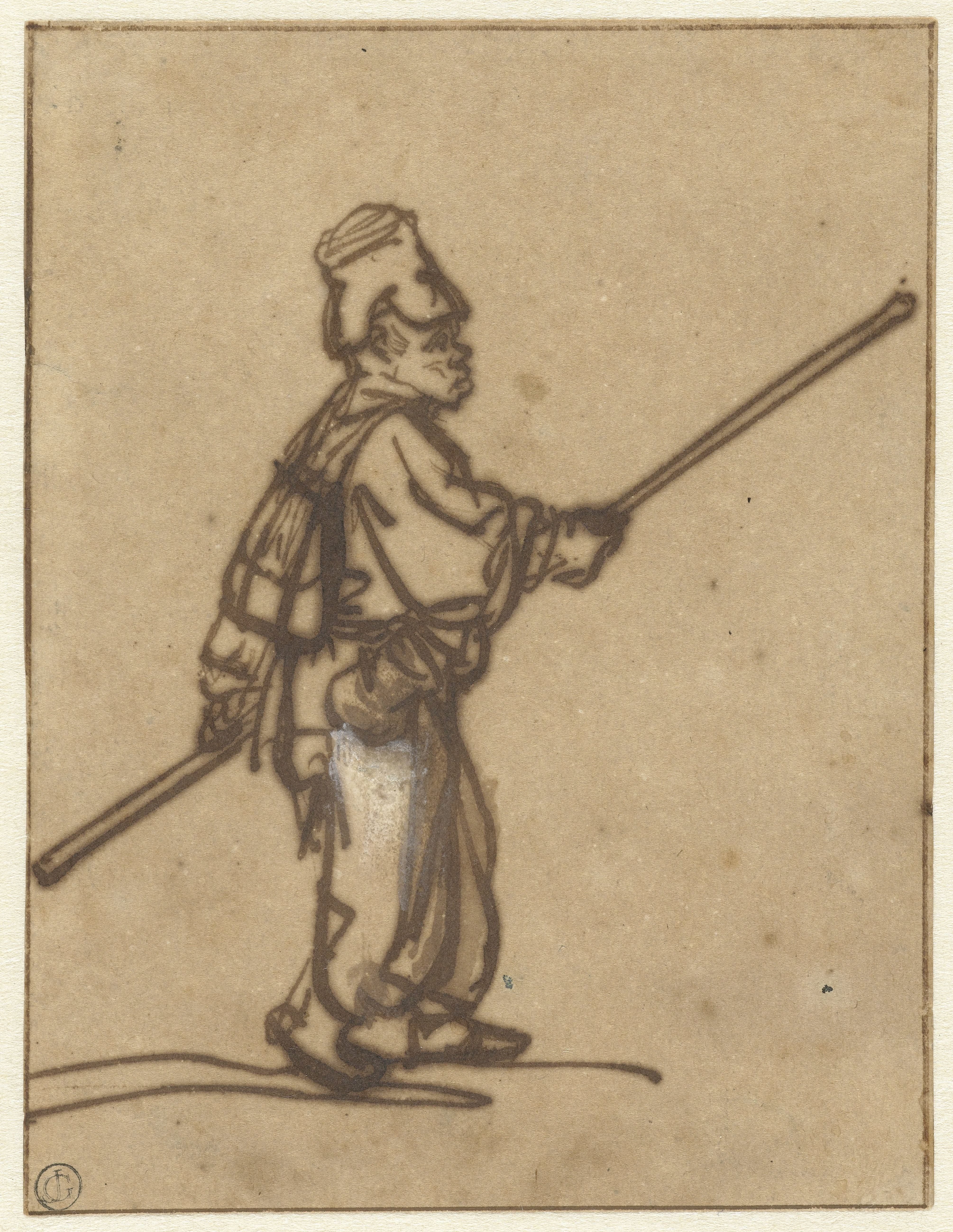 Boy Walking with a Stick