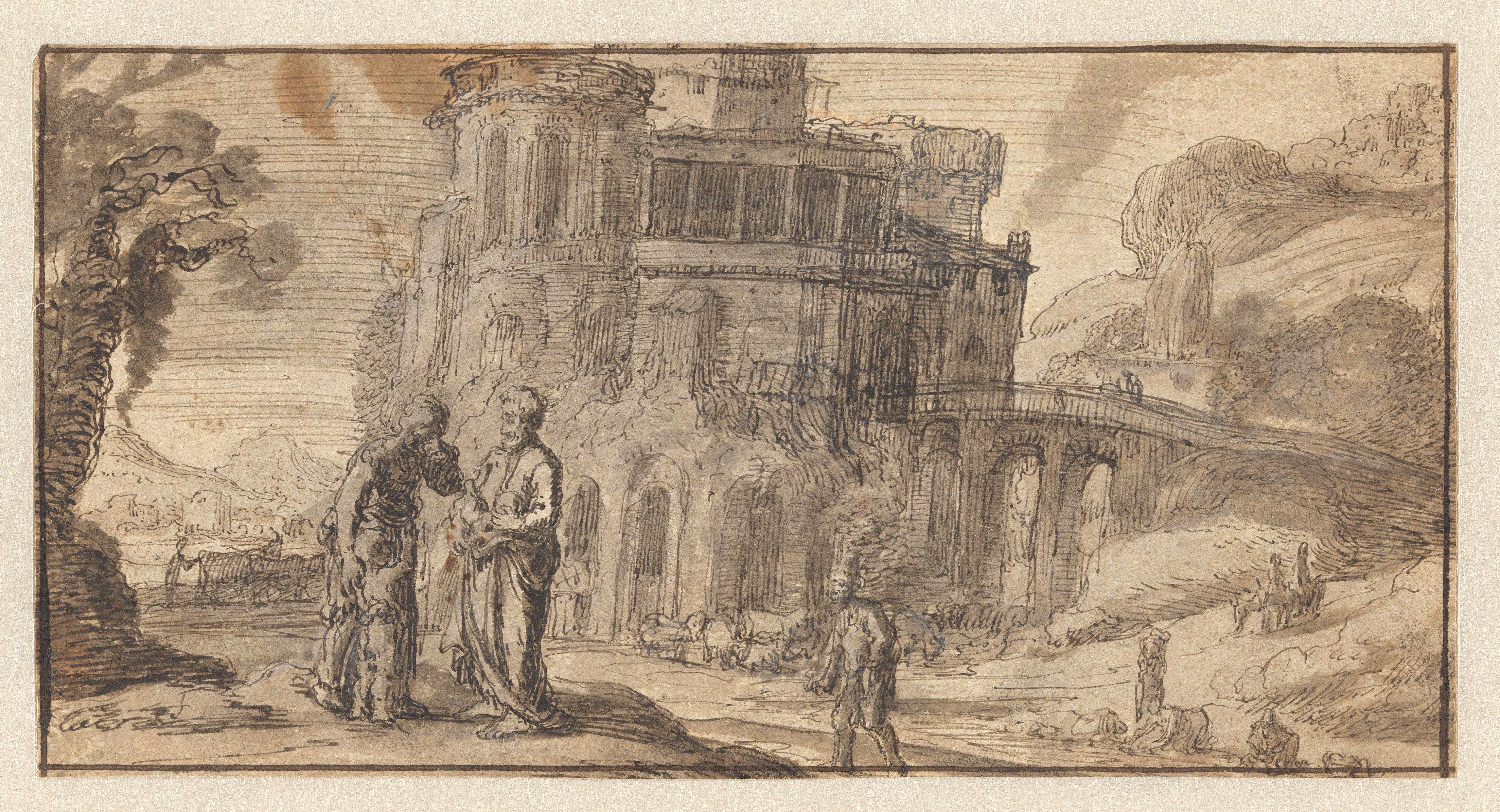 Landschap met de verstoting van Hagar