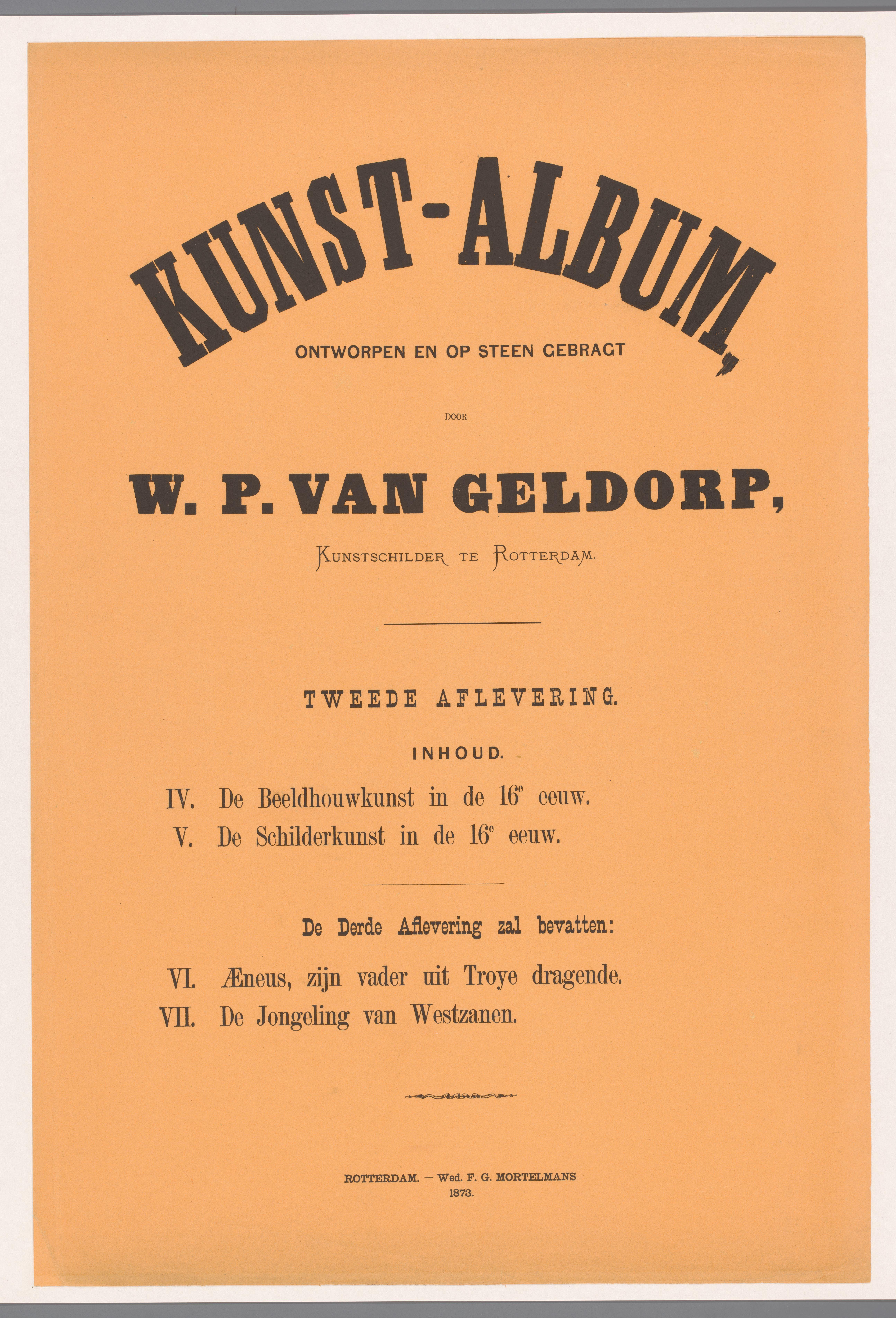 Omslag voor Kunst-Album door W. P. van Geldorp tweede aflevering 1873