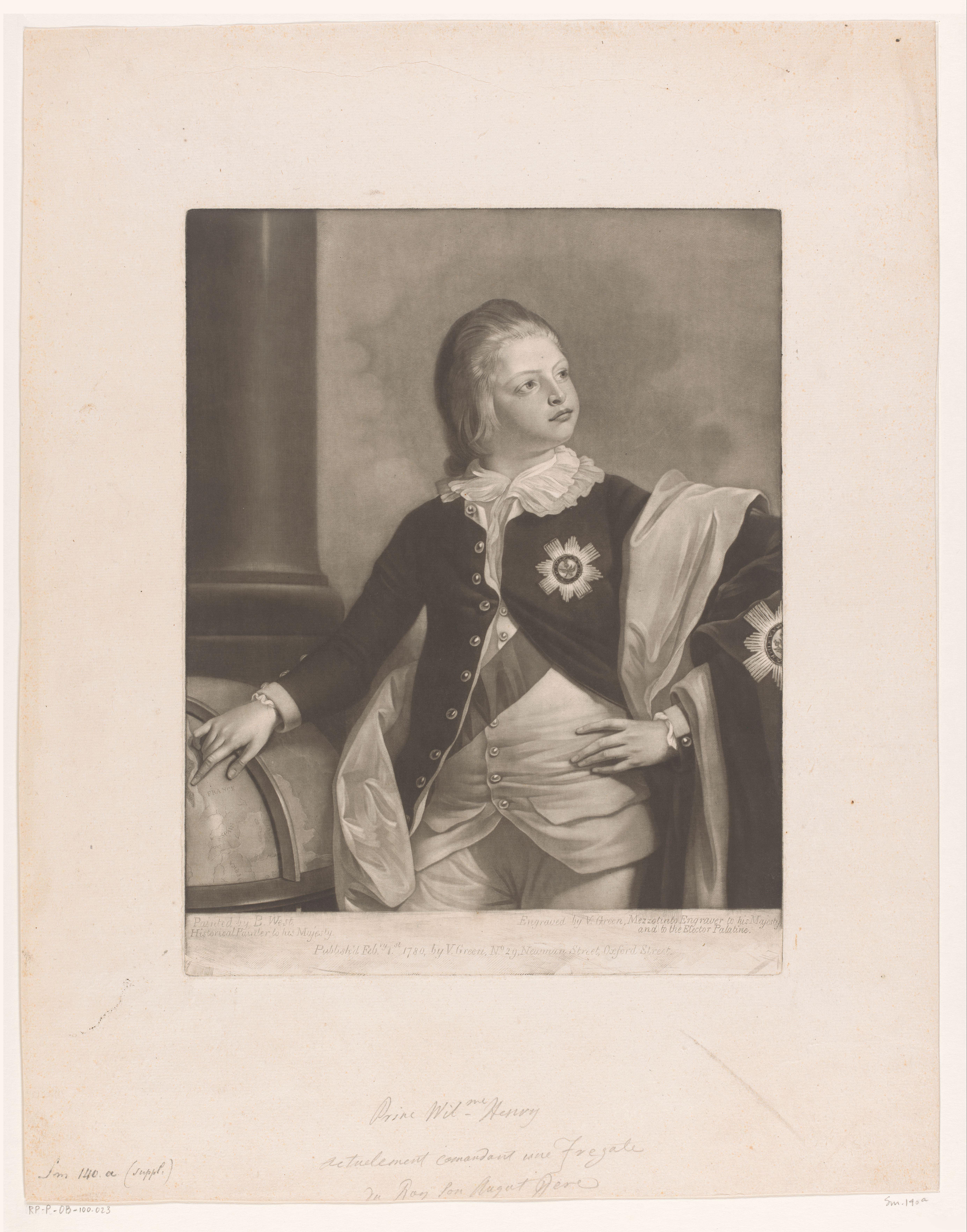 Portret van Willem IV Hendrik, koning van het Verenigd Koninkrijk, als prins en ridder van de Orde van de Distel