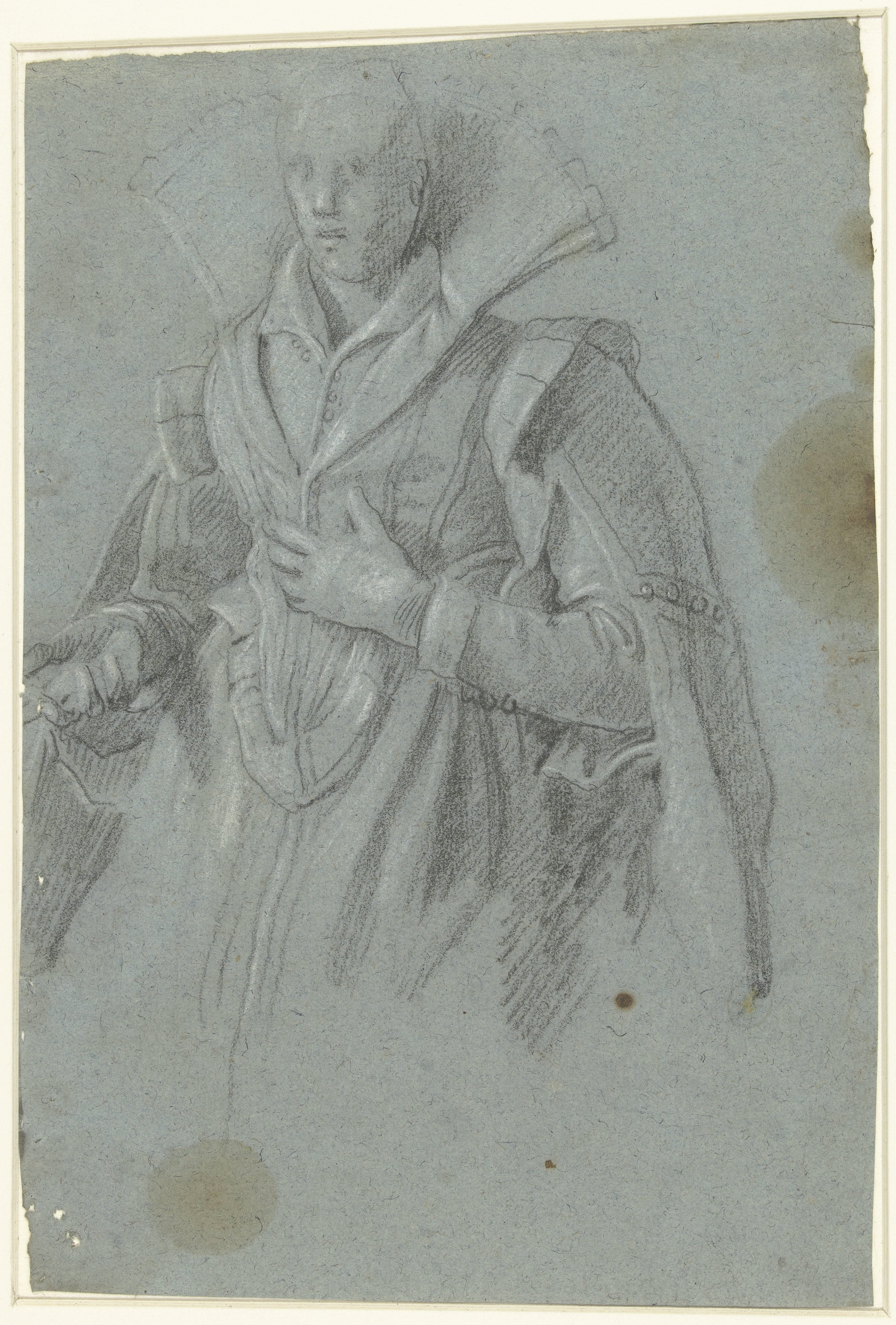 Portret van een vrouw met opstaande hoge kraag