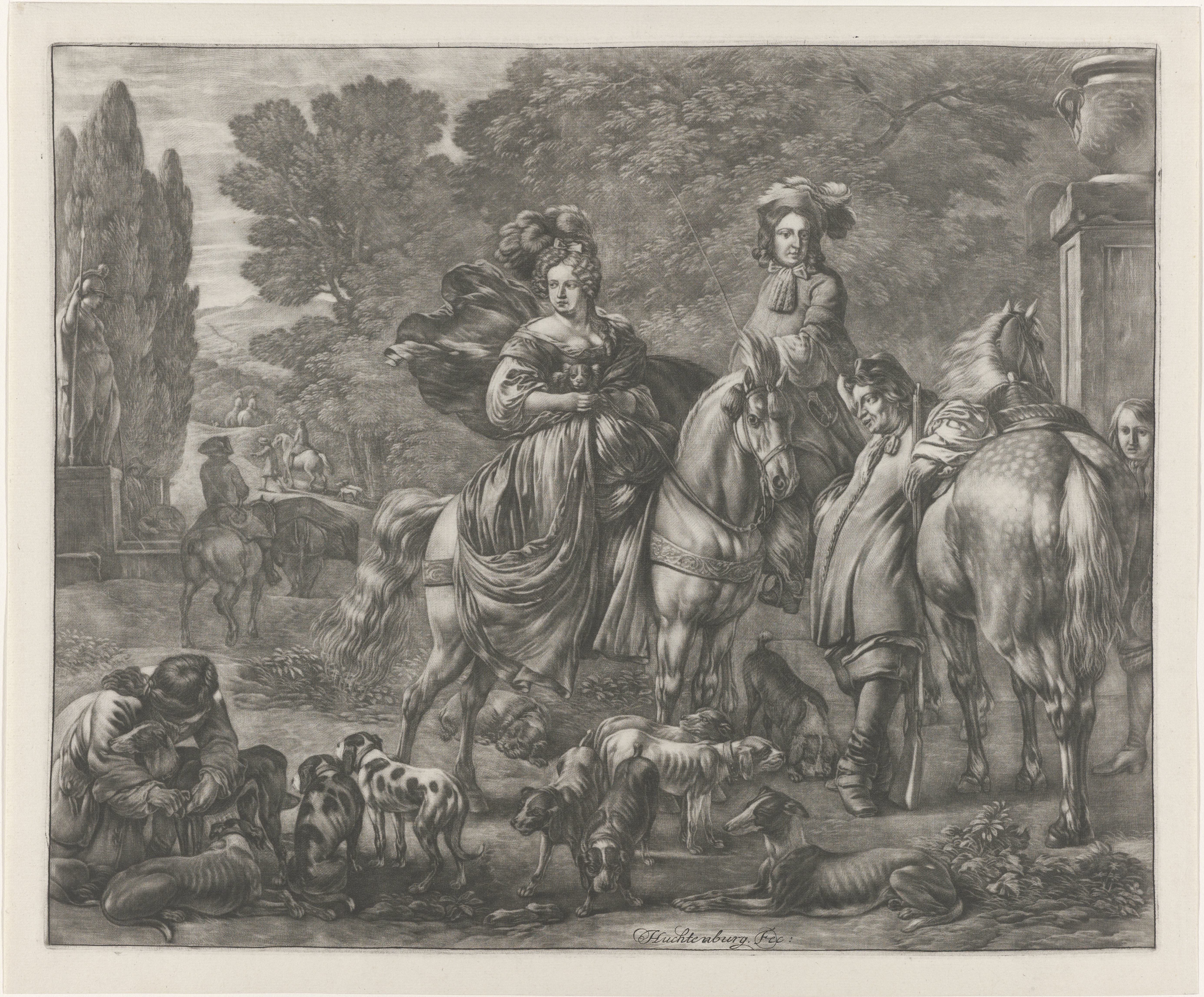 Koning Willem III en Maria II Stuart rusten tijdens de jacht