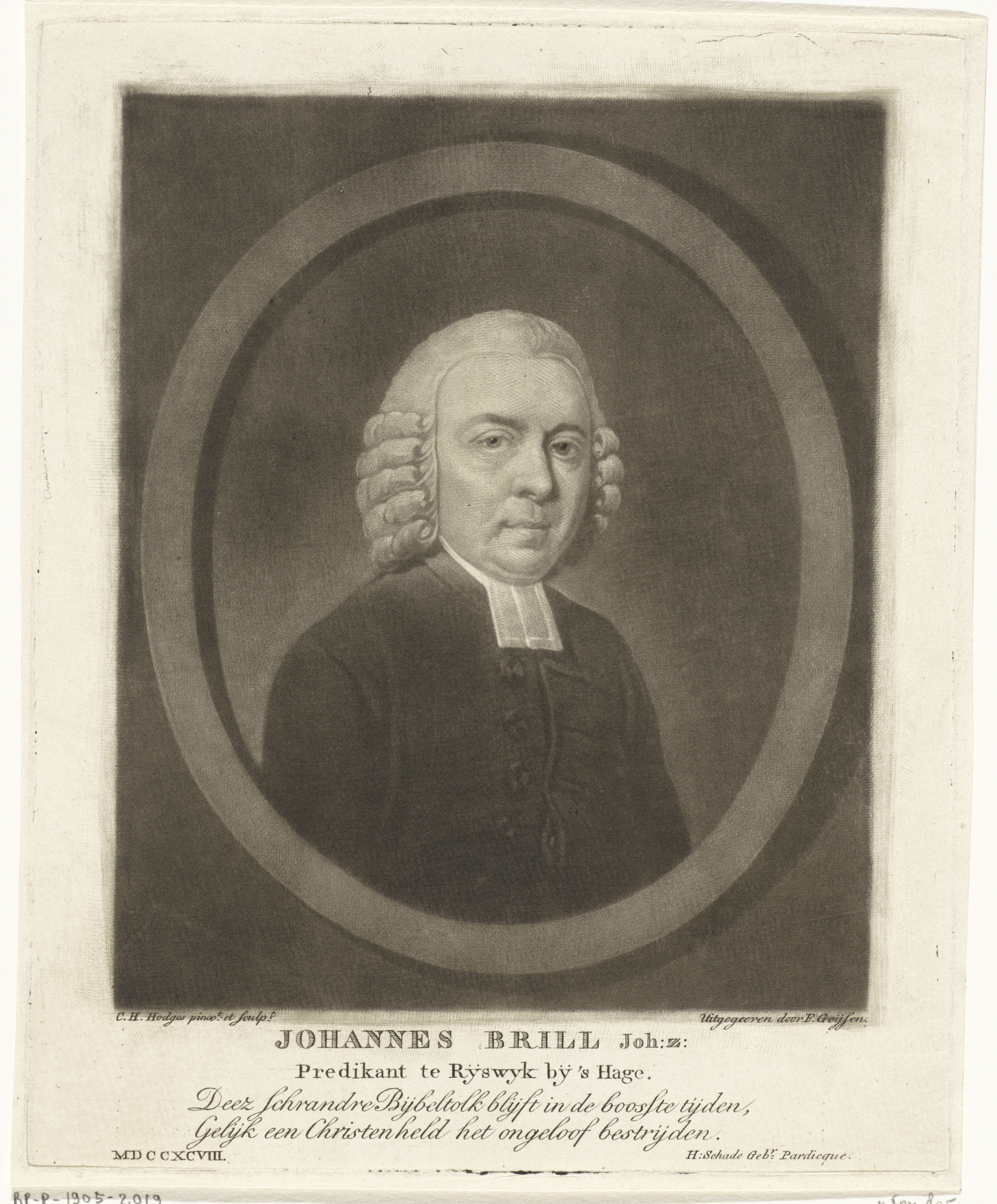 Portret van de predikant Johannes Brill