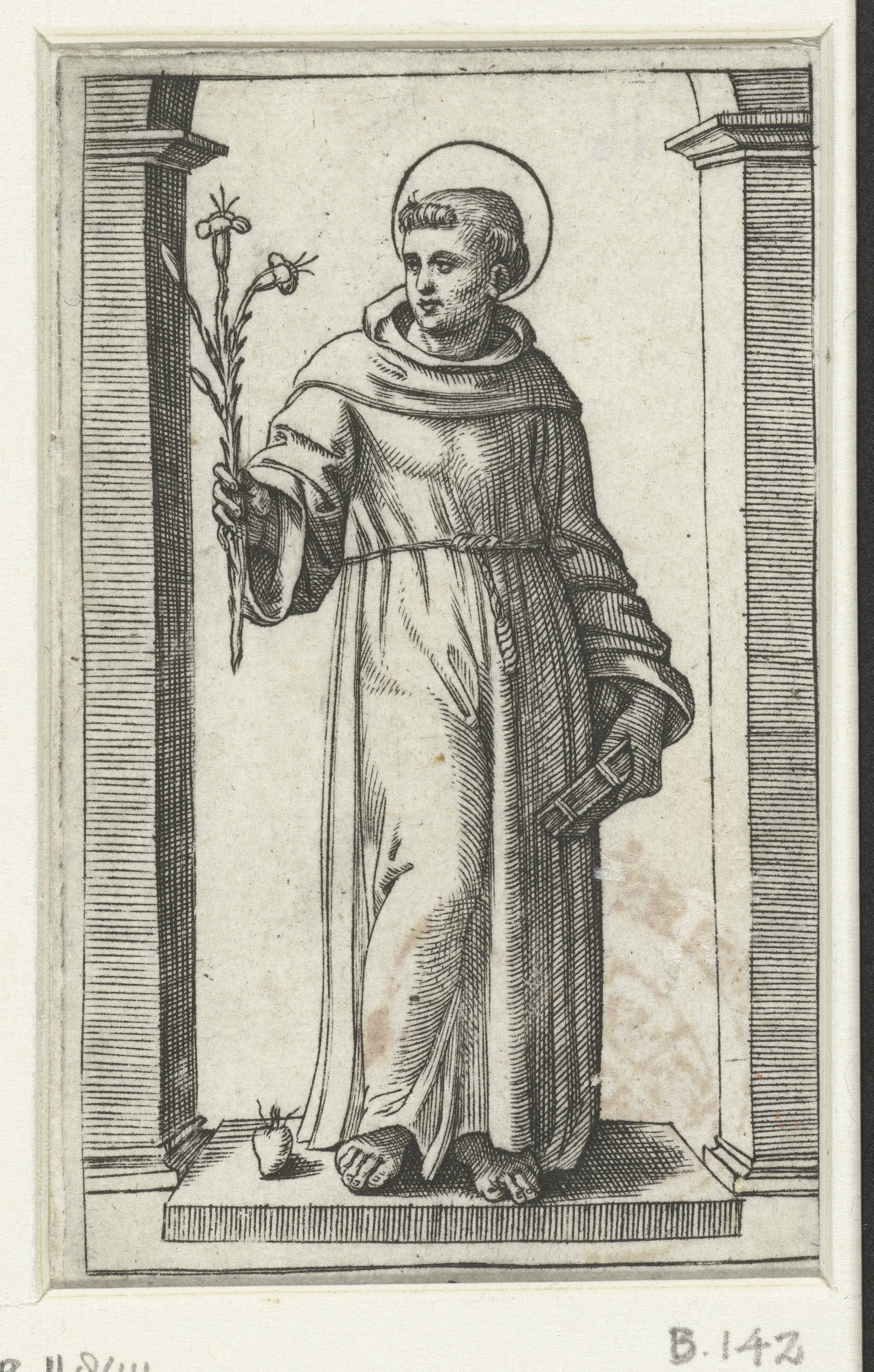 Heilige Antonius van Padua met lelie en hart