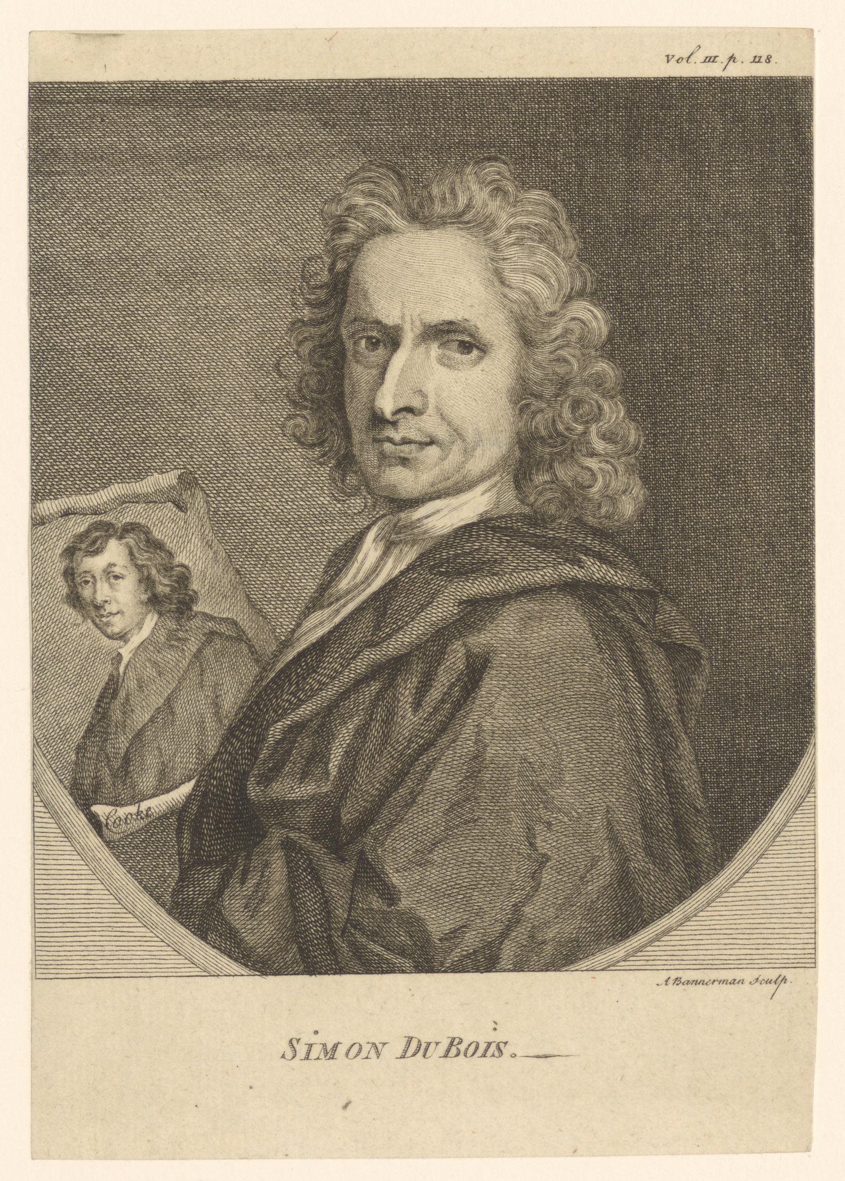 Portret van Simon Dubois met een portret van Henry Cooke