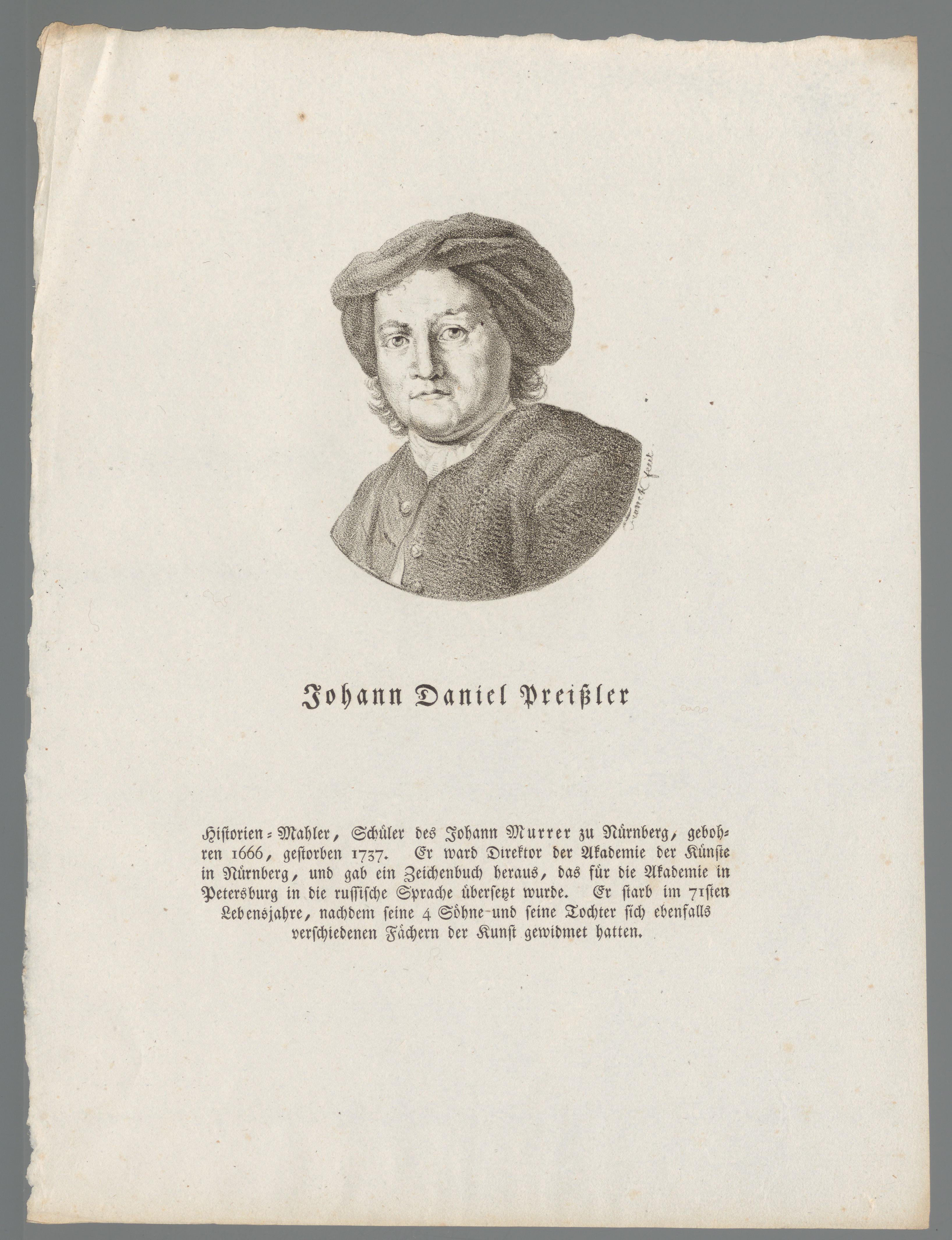 Portret van Johann Daniel Preissler