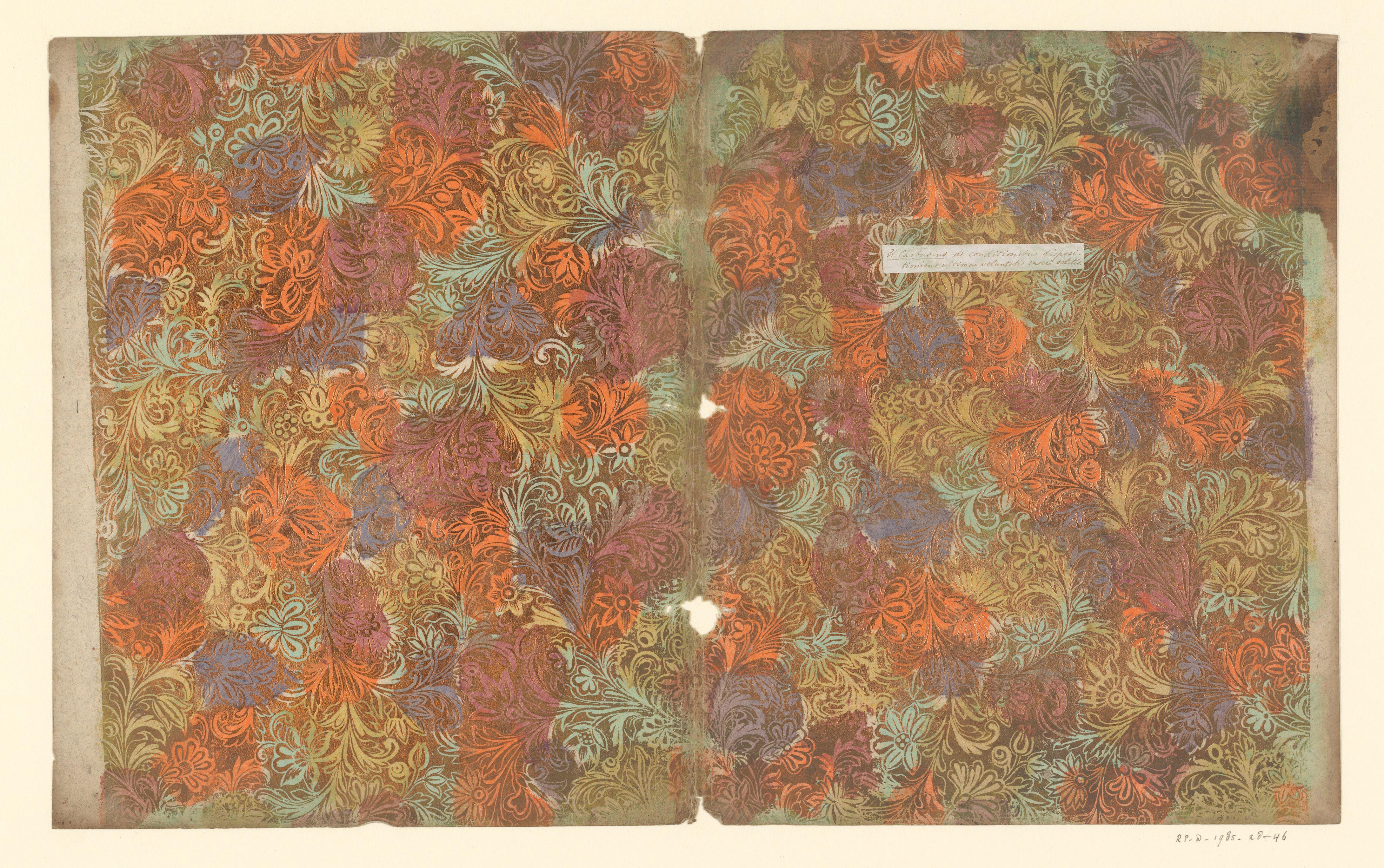 Blad met ranken met bloemen