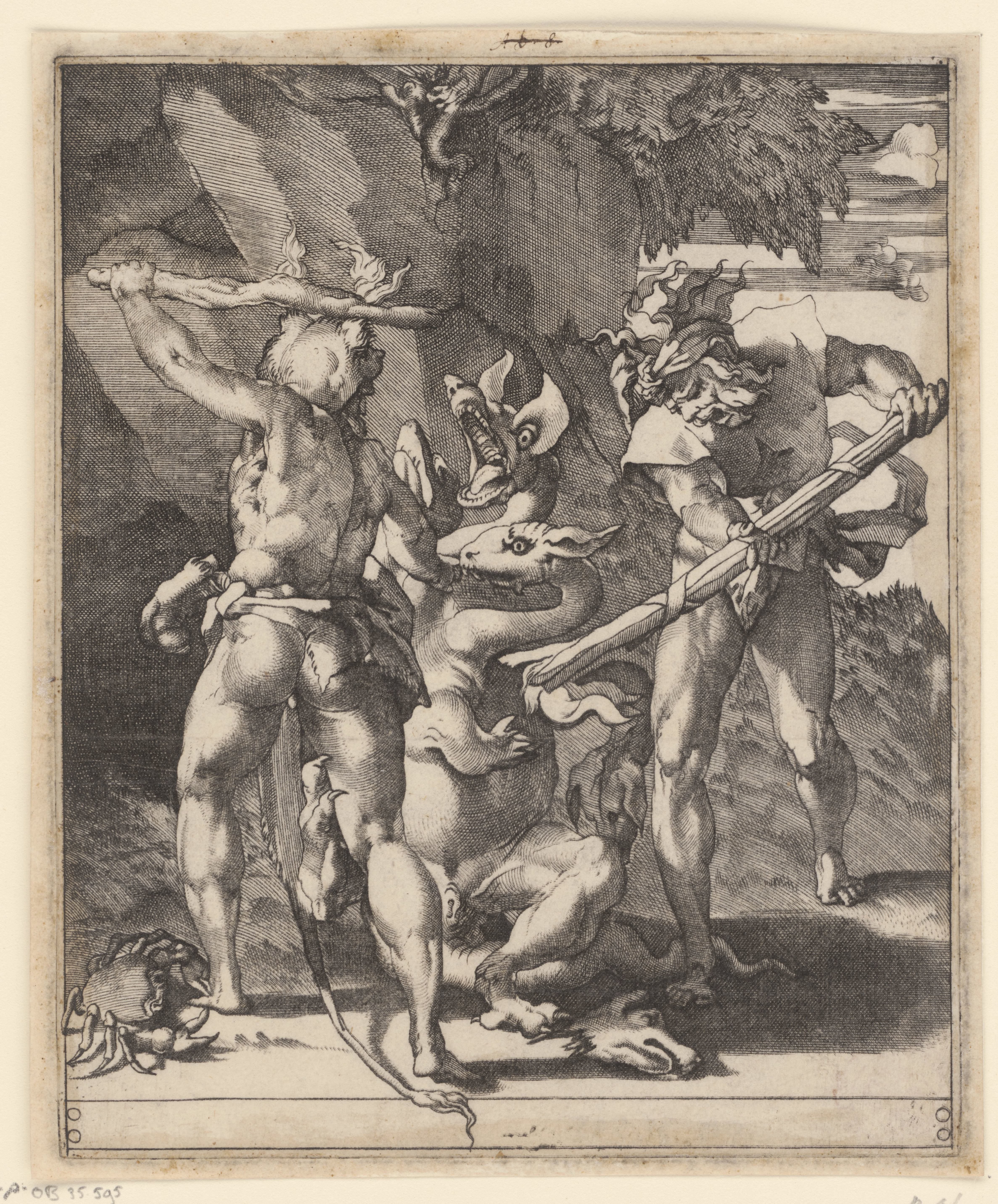 Hercules in gevecht met de hydra van Lerna