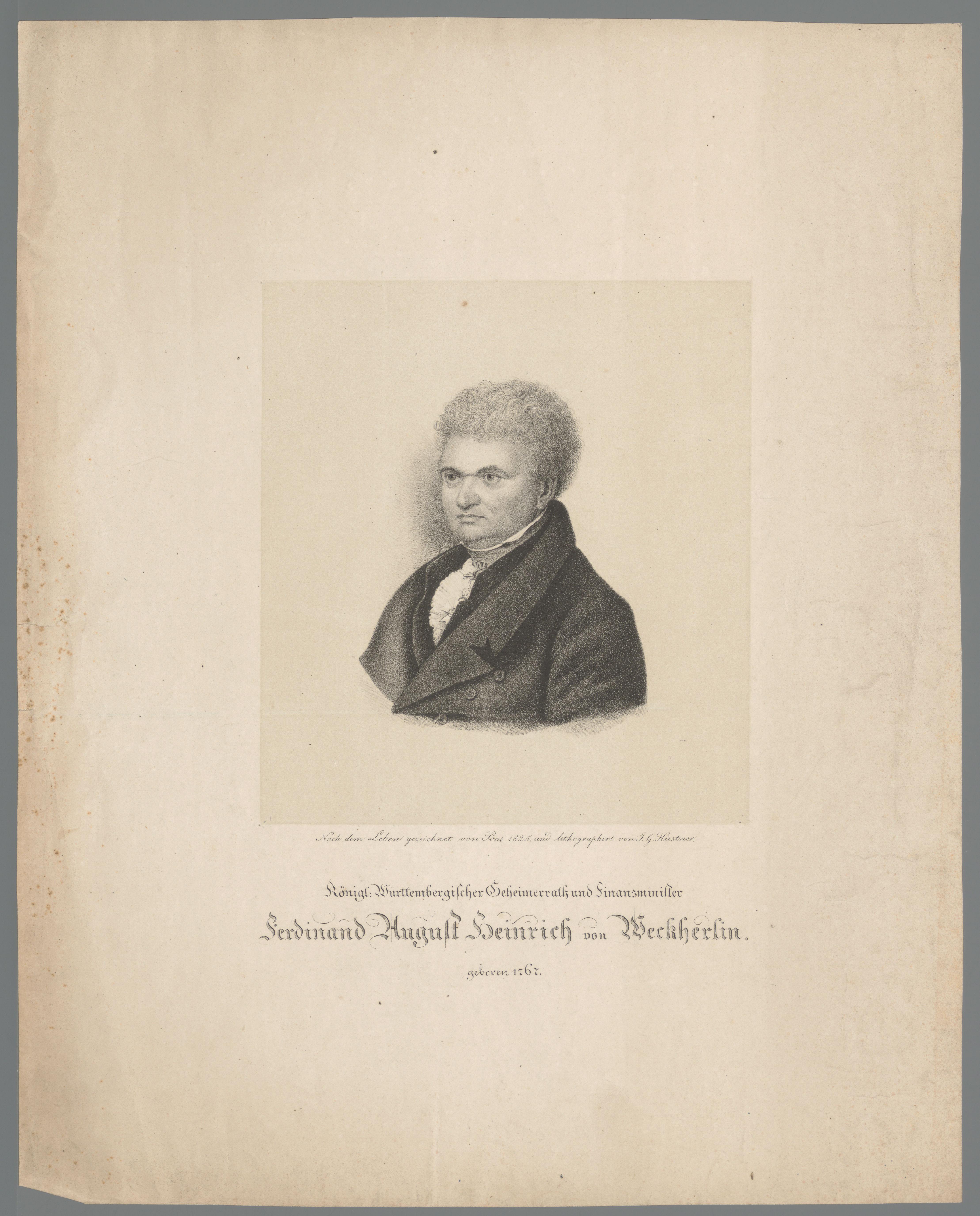 Portret van Ferdinand Heinrich August von Weckherlin