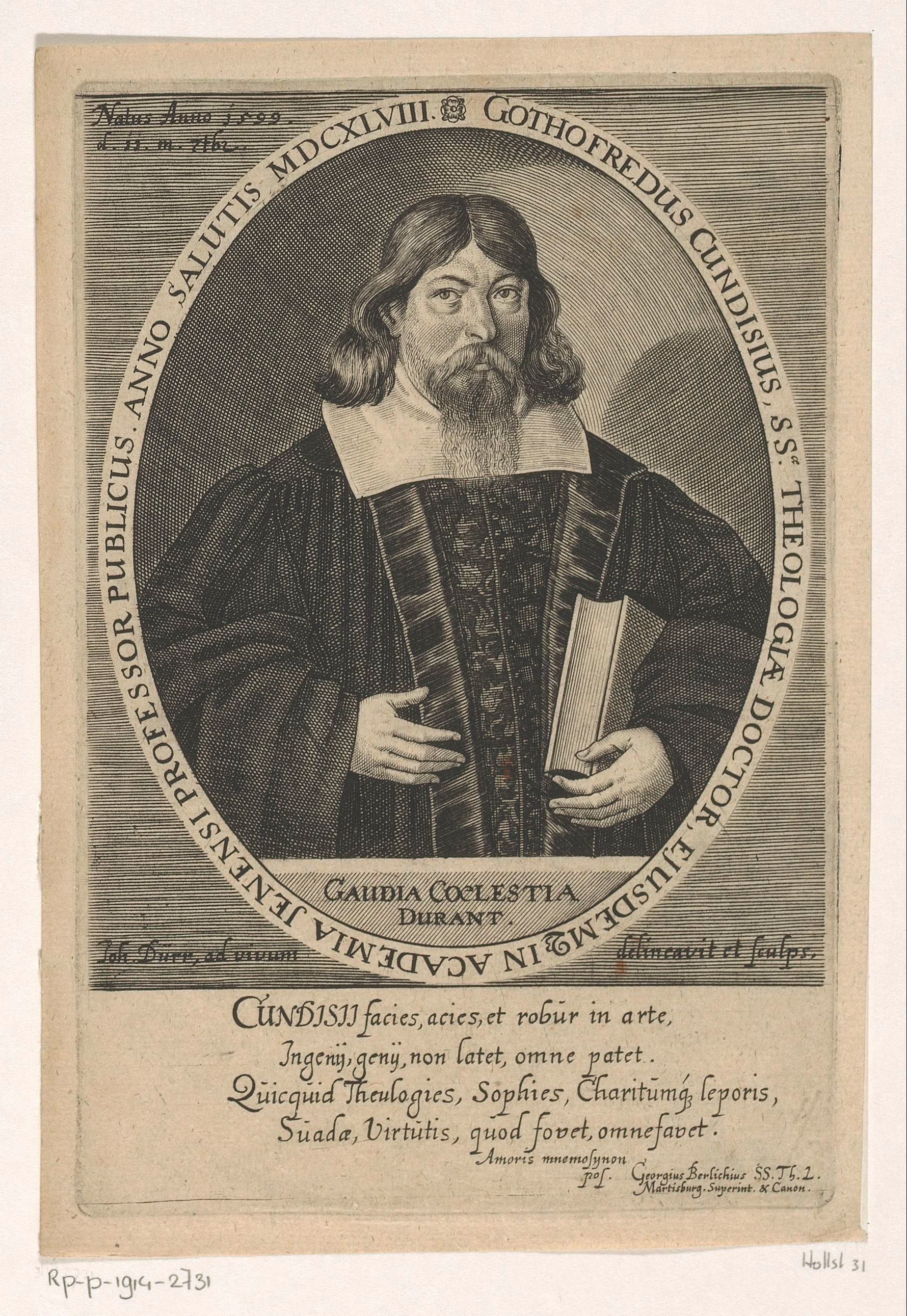 Portret van Gottfried Cundisius