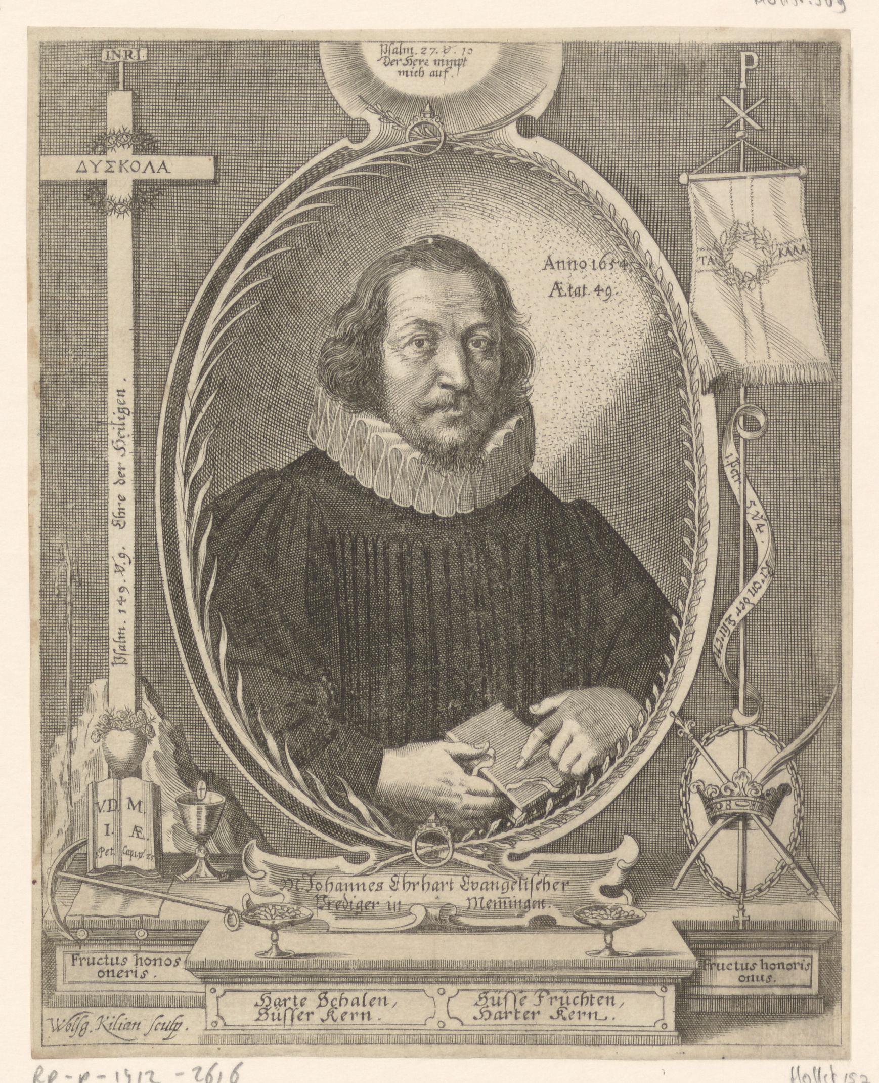 Portret van Johannes Ehrhart op 49-jarige leeftijd