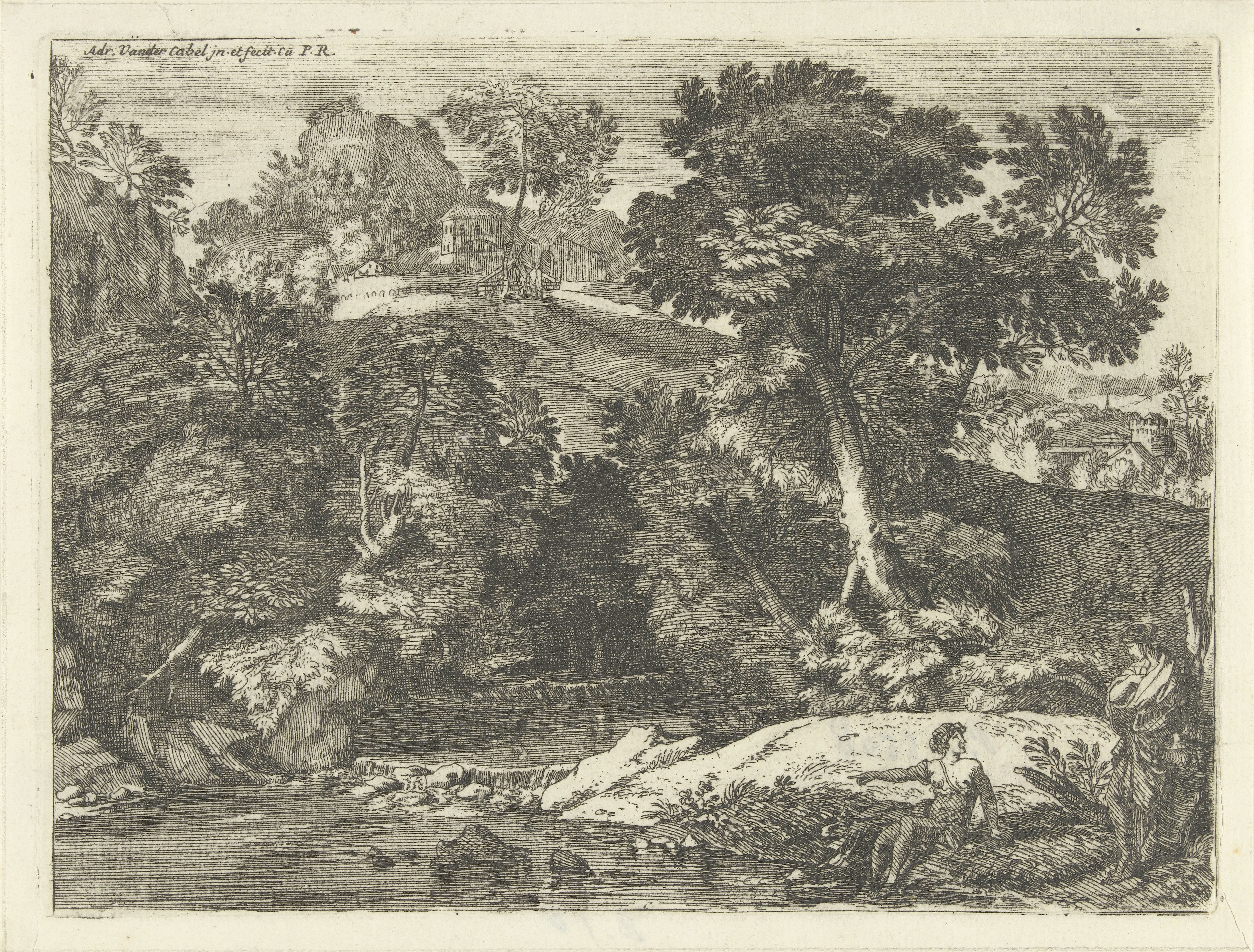 Landschap met bader