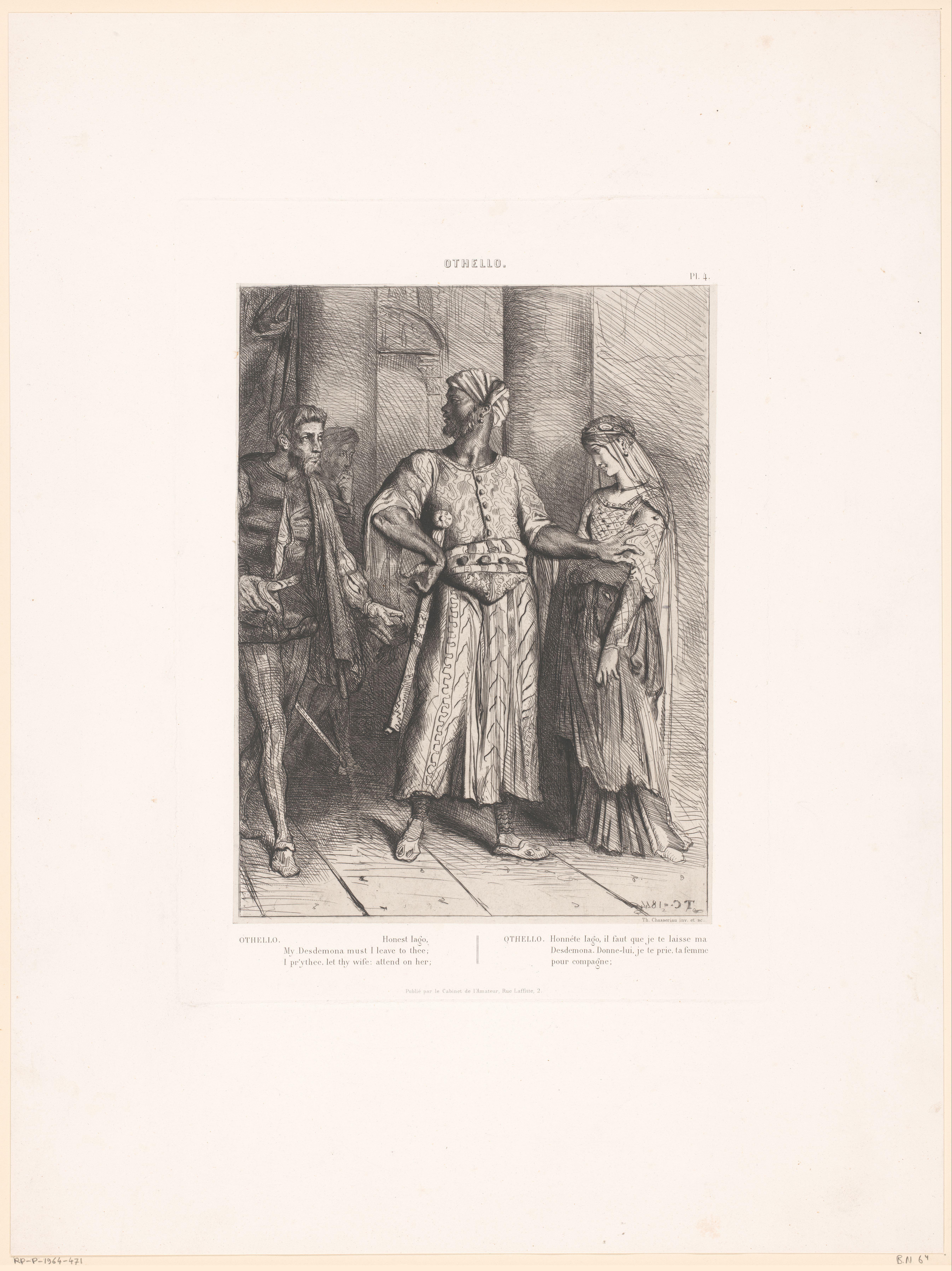 Othello geeft Desdemona aan Jago in bescherming